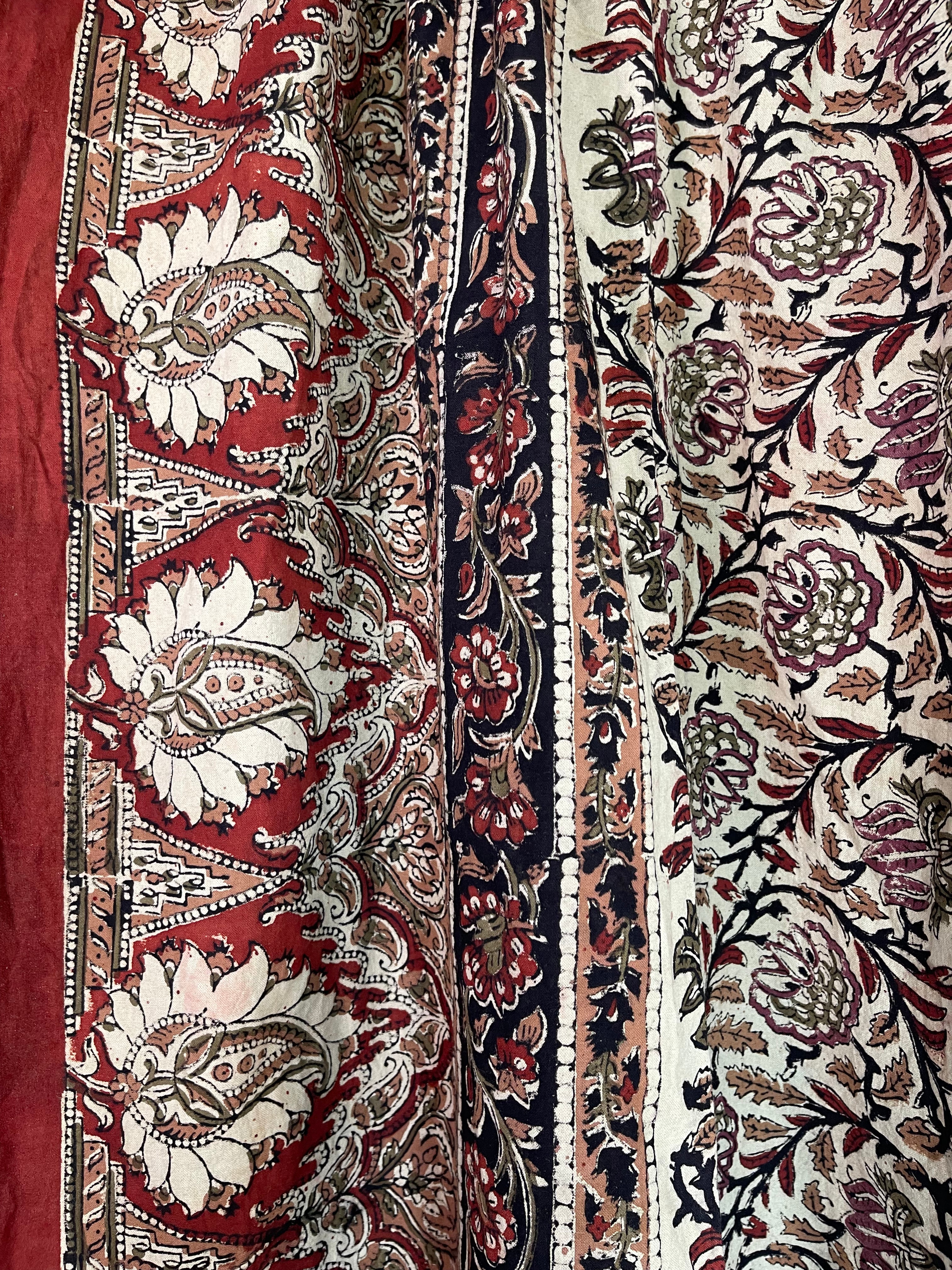 Block Printed Cotton Sheet - Garden at Midnight