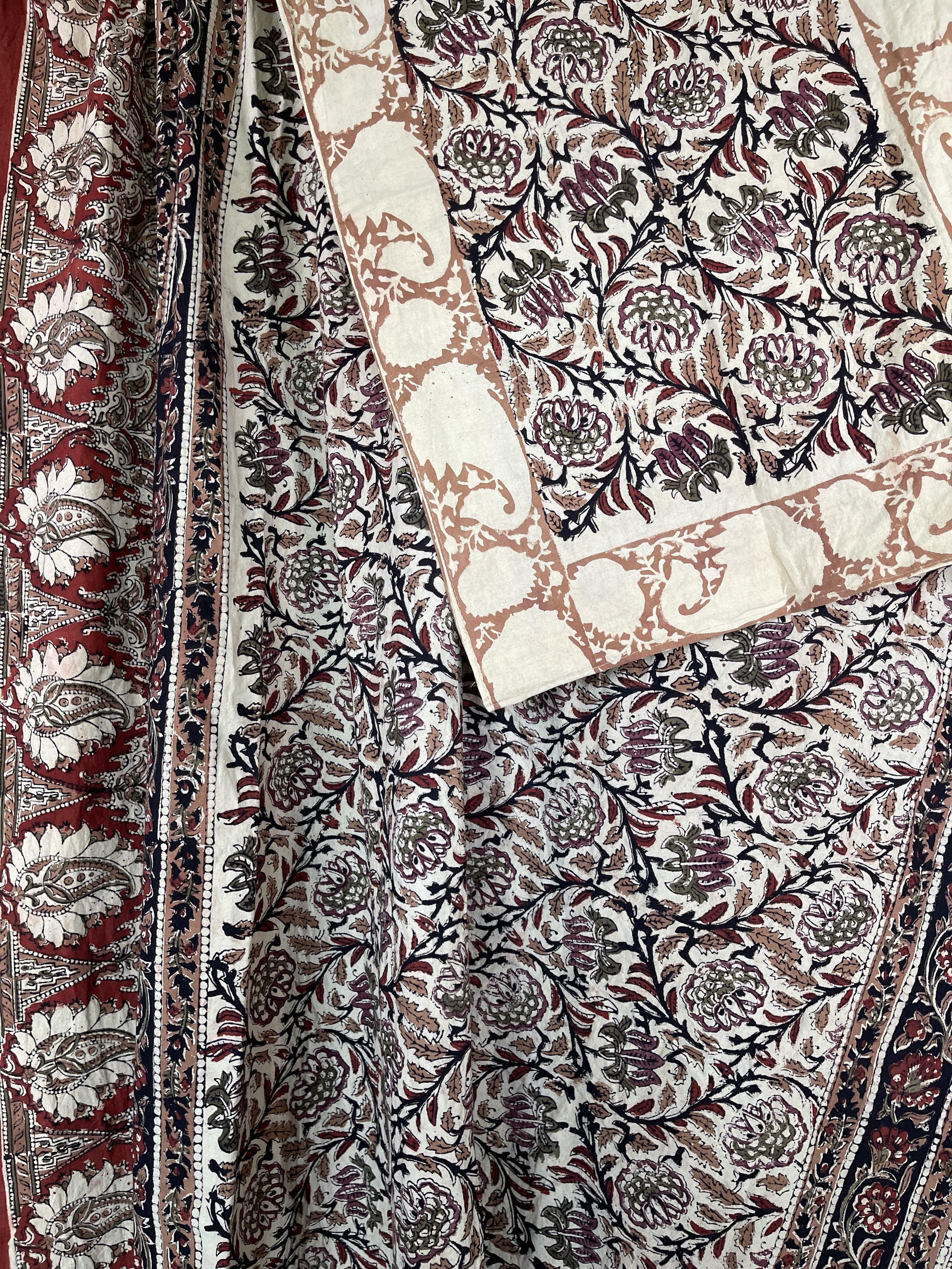 Block Printed Cotton Sheet - Garden at Midnight