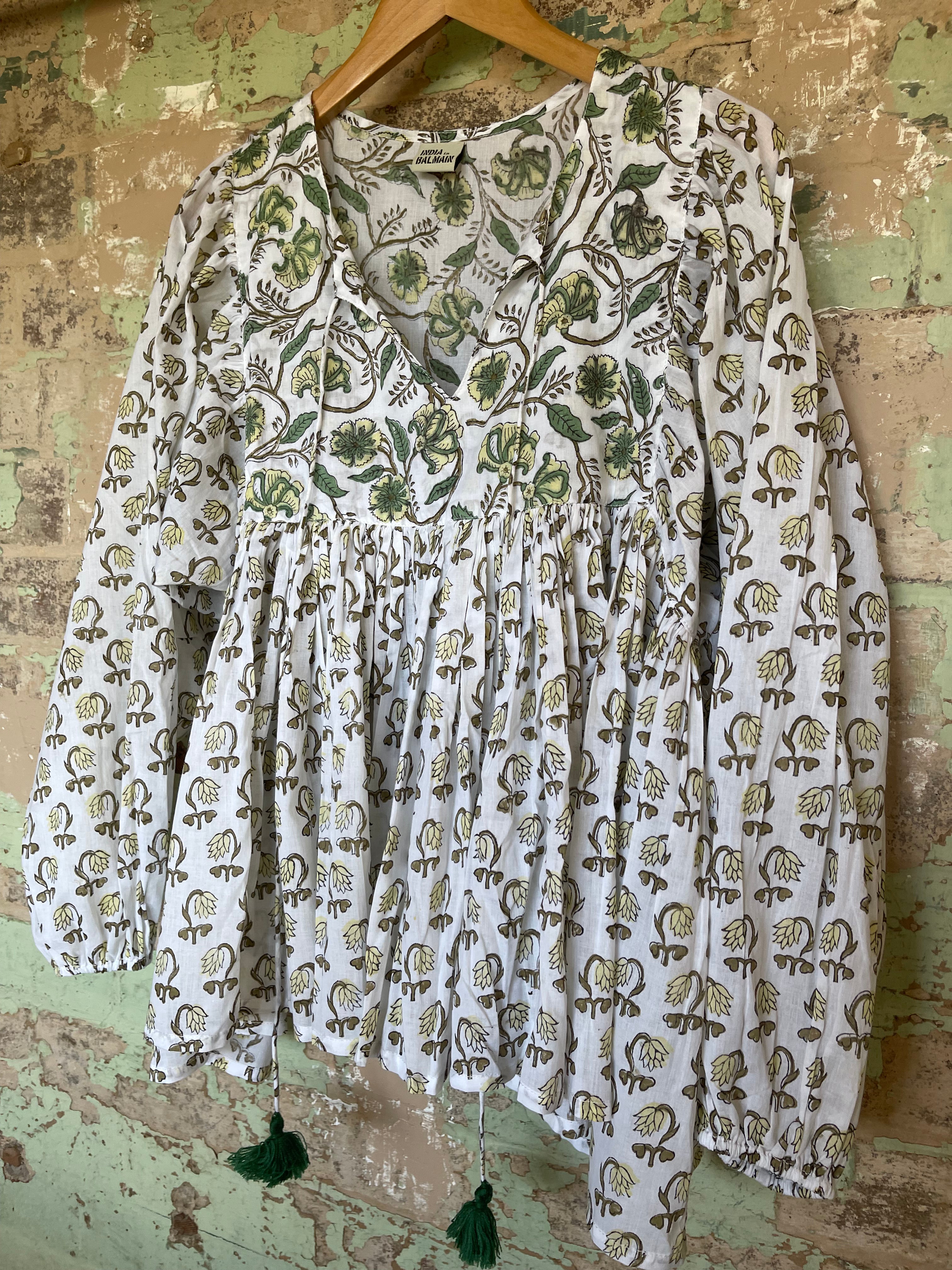 GYPSY TOP - GARDEN GREEN FLORAL