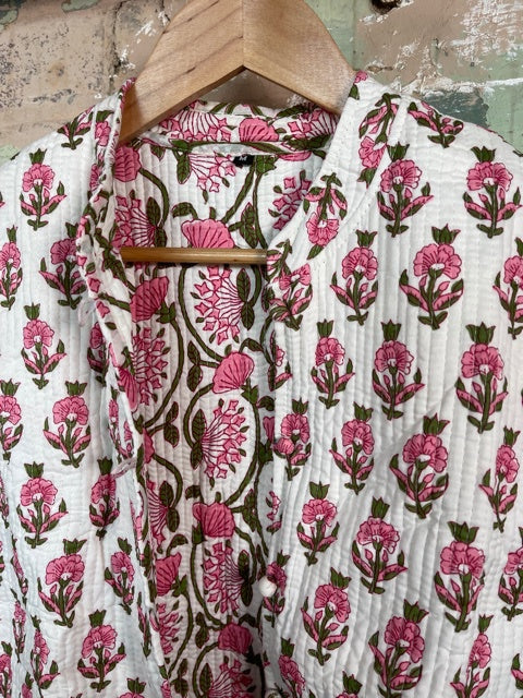 Handblock Printed Mughal Vest - Spring Garden