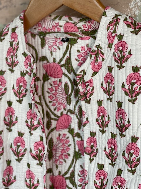 Handblock Printed Mughal Vest - Spring Garden