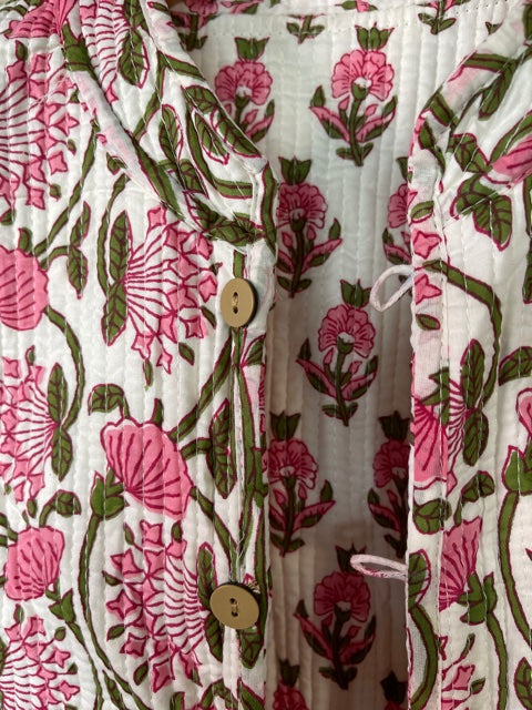 Handblock Printed Mughal Vest - Spring Garden