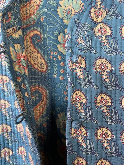 Handblock Printed Mughal Vest - Cornflower Blue