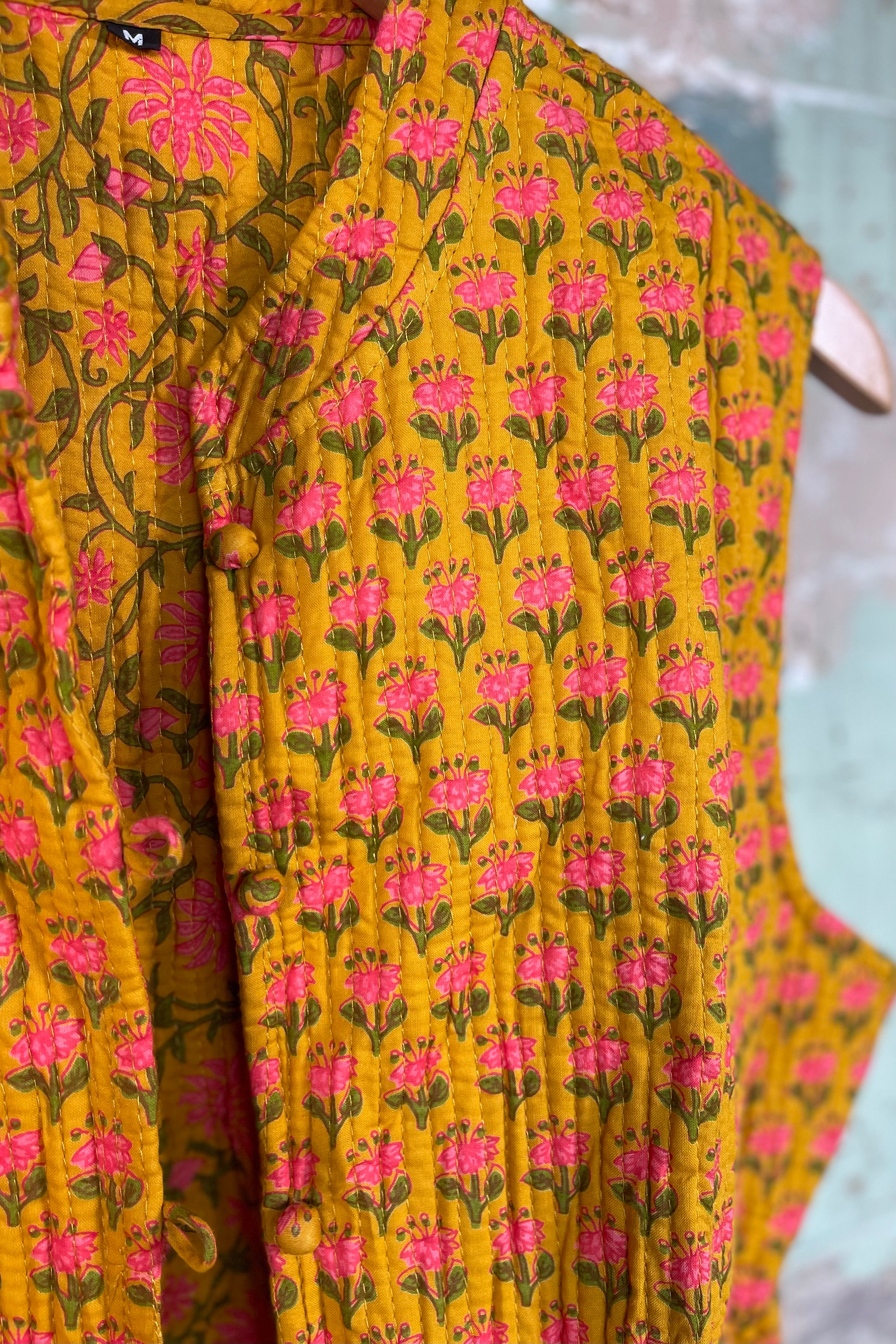 Handblock Printed Mughal Vest - Turmeric Pink