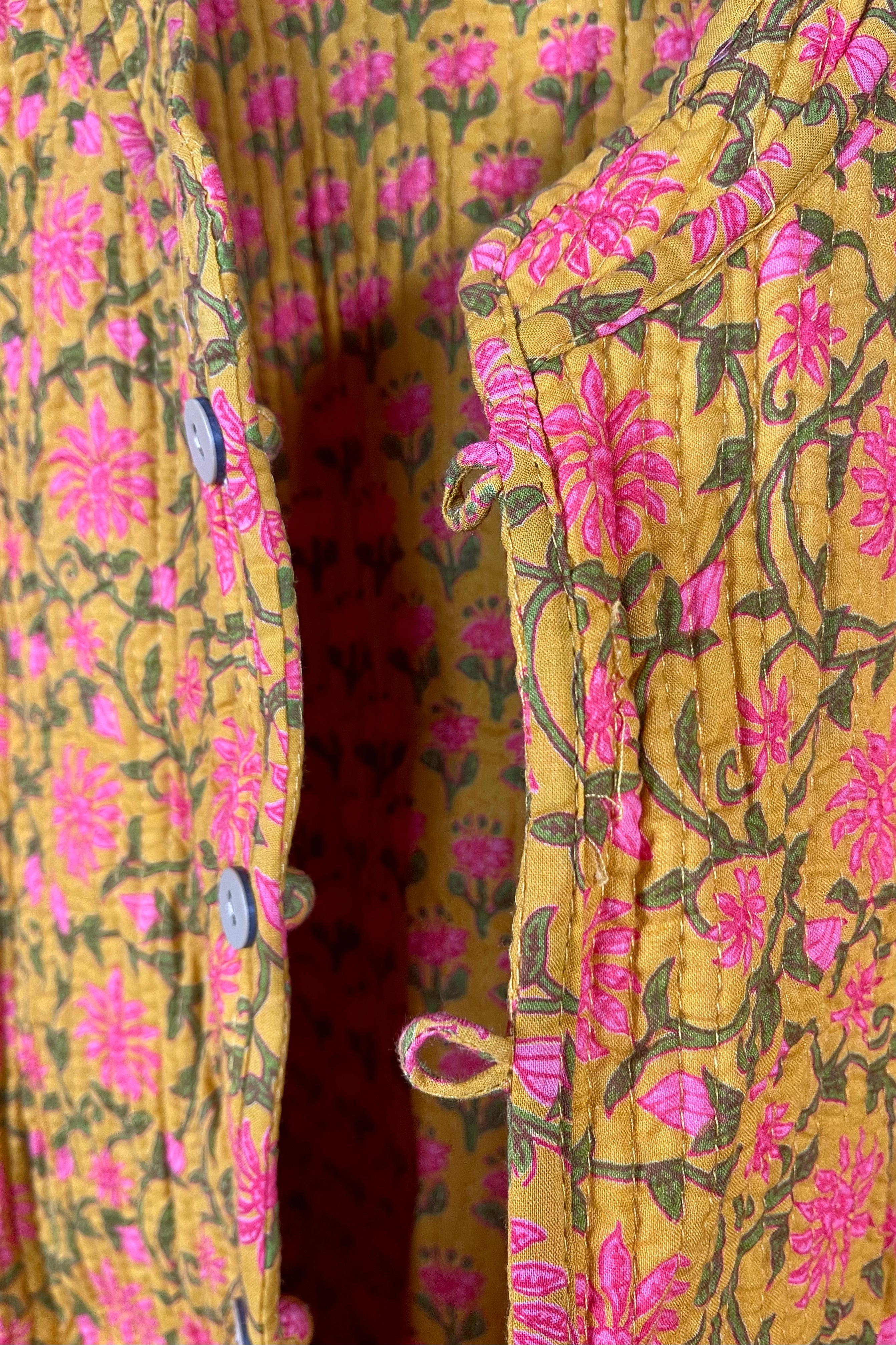 Handblock Printed Mughal Vest - Turmeric Pink