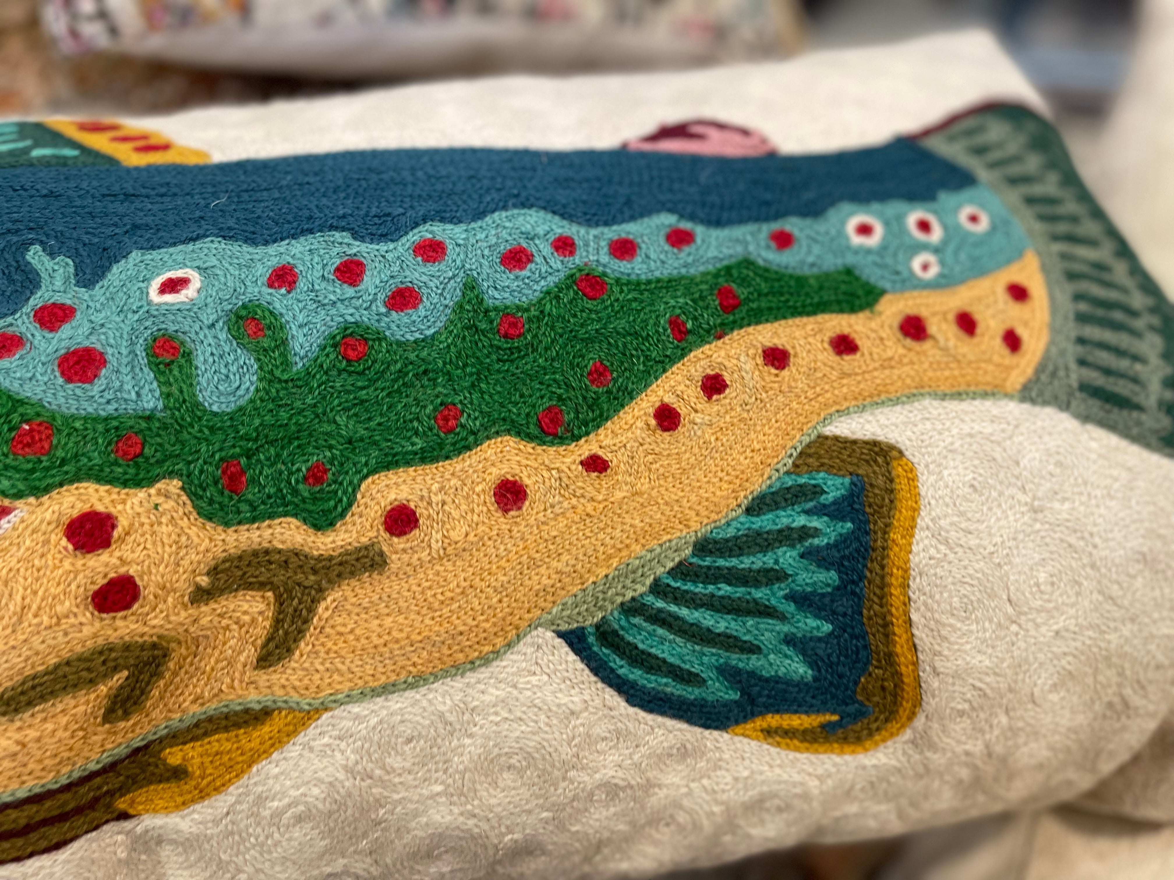 Kashmiri Wool Cushion- Summer Blue Trout