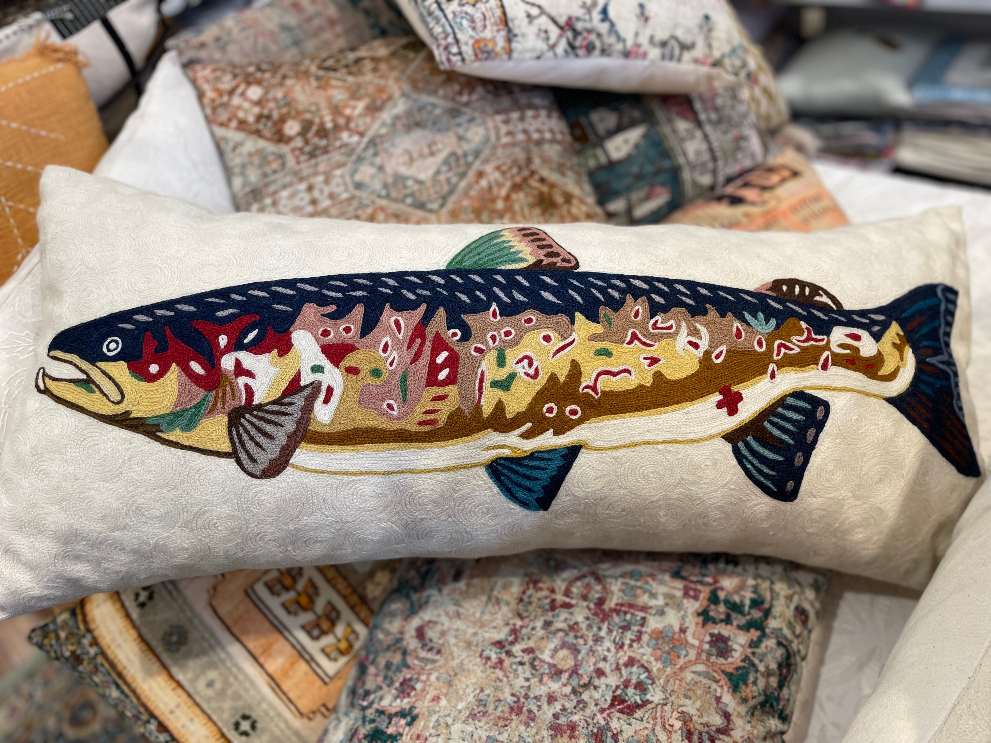 Kashmiri Wool Cushion - Sunlit Trout 2