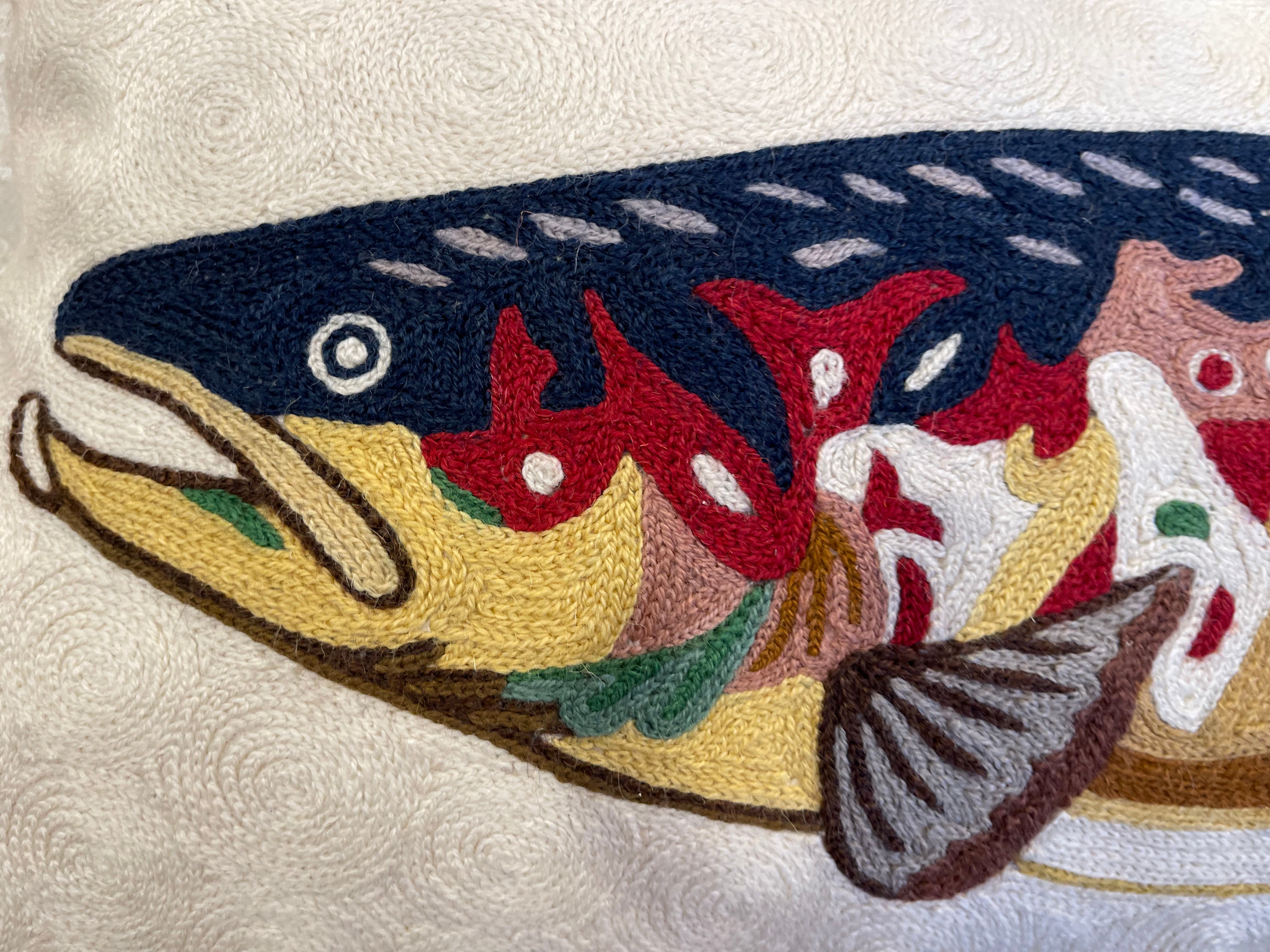 Kashmiri Wool Cushion - Sunlit Trout 2