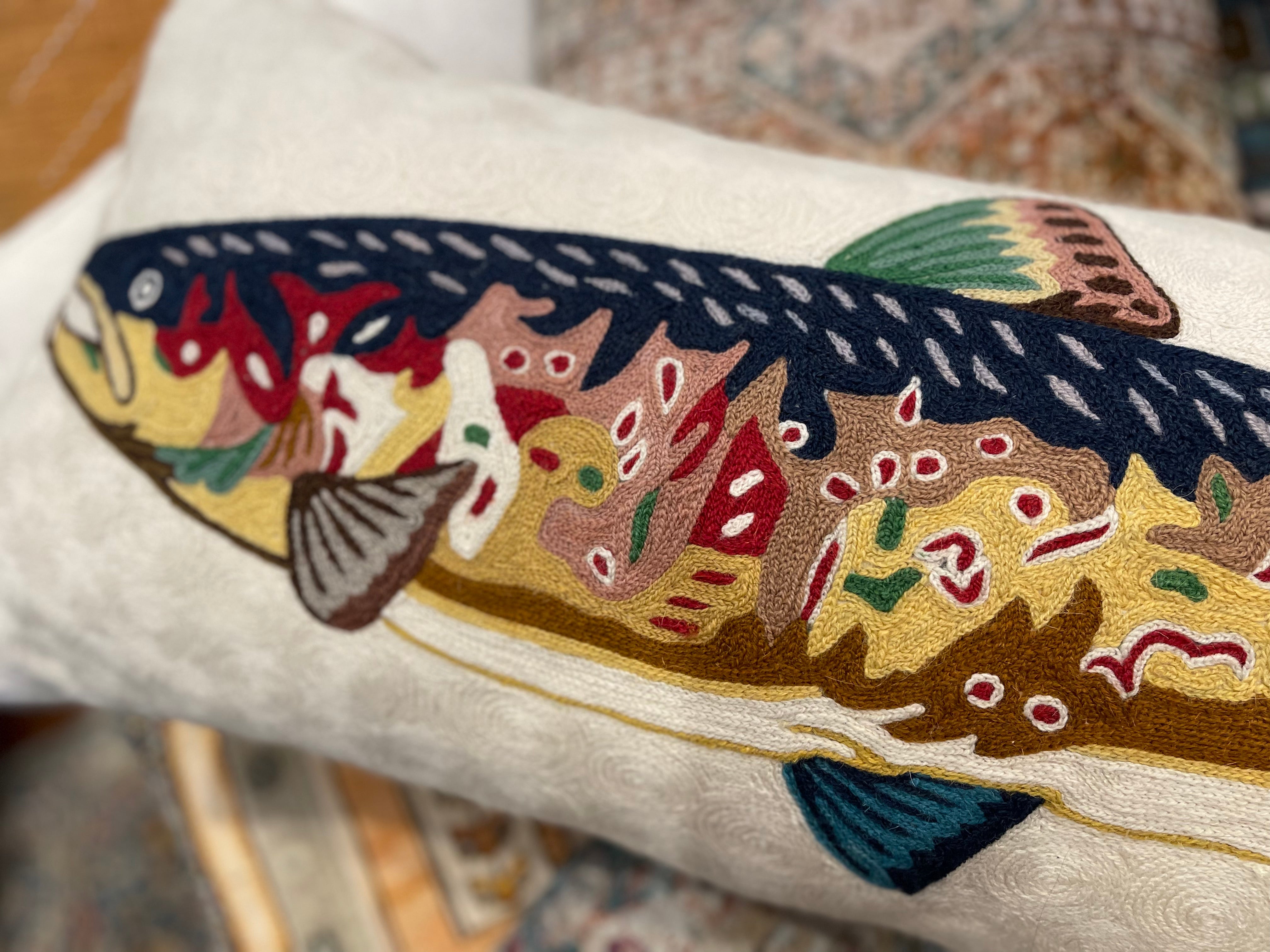 Kashmiri Wool Cushion - Sunlit Trout 2