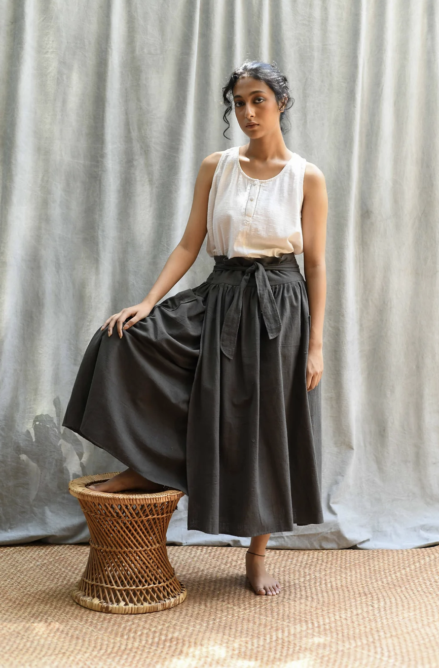 Wrap Skirt - Natural Dye Iron Grey