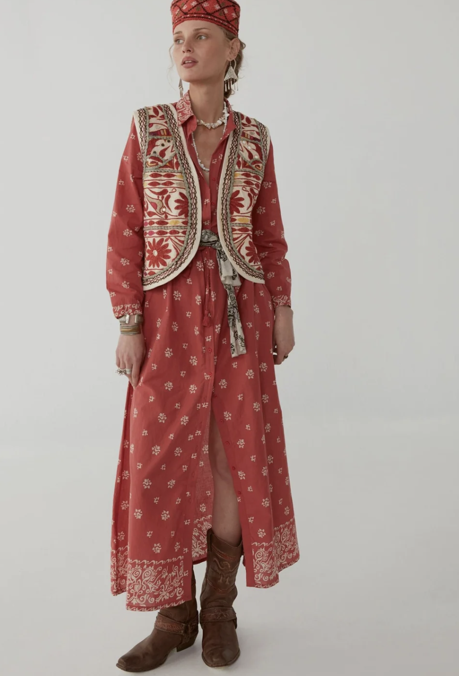 Justine Dress - Ethnic Tomato