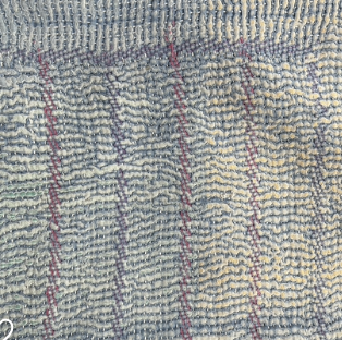 Rectangular Vintage Kantha Cushion - Blue Stripe 3
