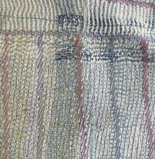 Rectangular Vintage Kantha Cushion - Blue Stripe 6