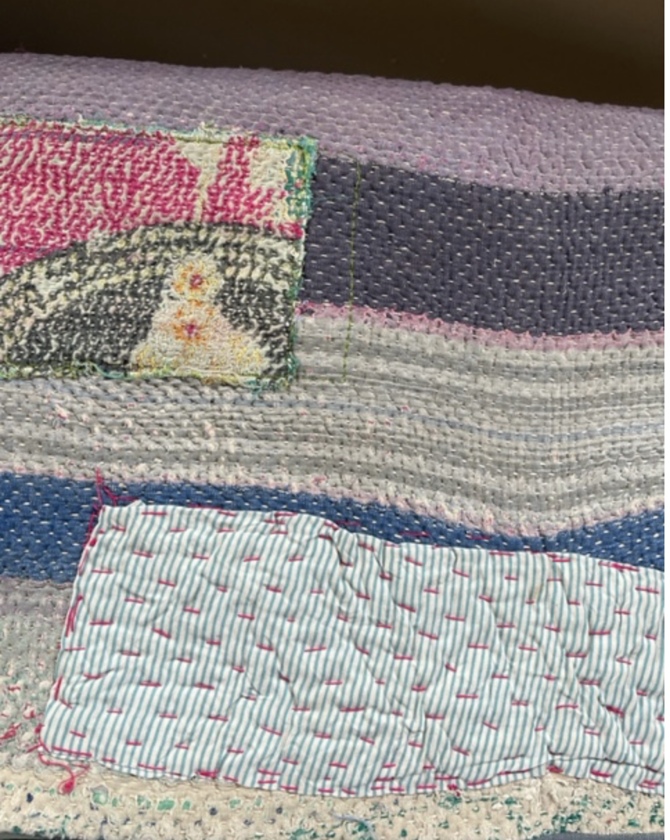 Linear Vintage Kantha Cushion - Wonky Patch