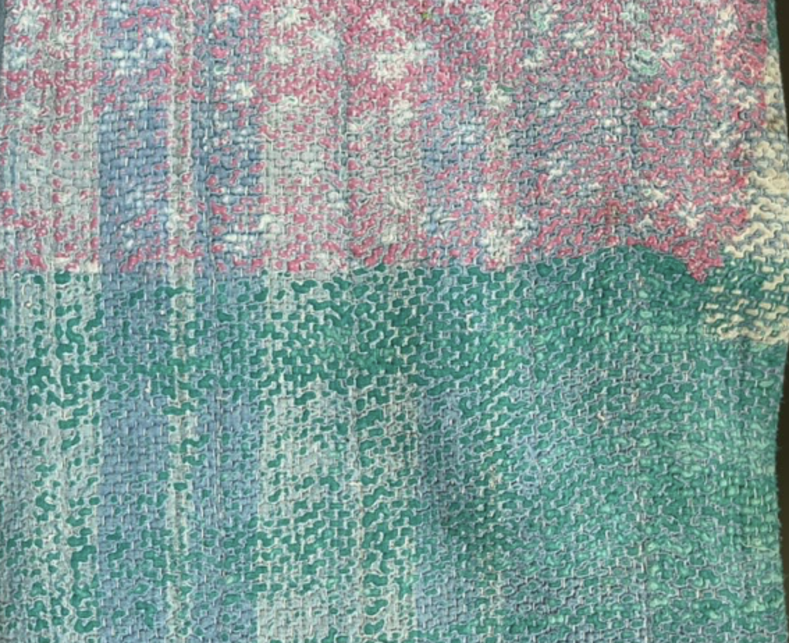 Linear Vintage Kantha Cushion - Sea Green