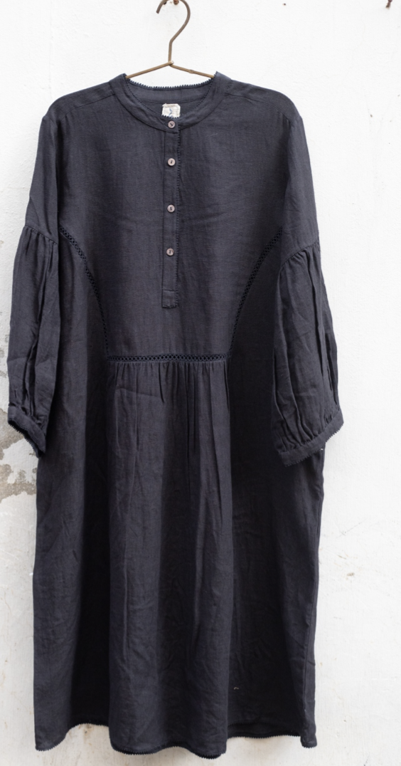 ERINA DRESS - BLACK LINEN