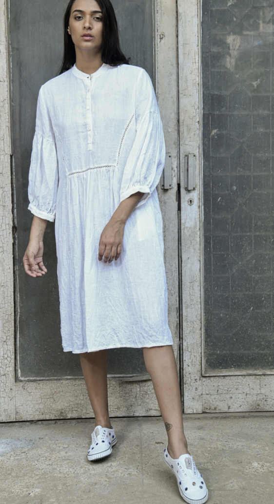 ERINA DRESS - WHITE LINEN