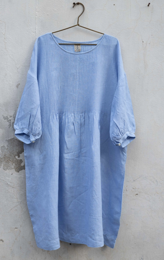 ANISHA LINEN DRESS - SKY