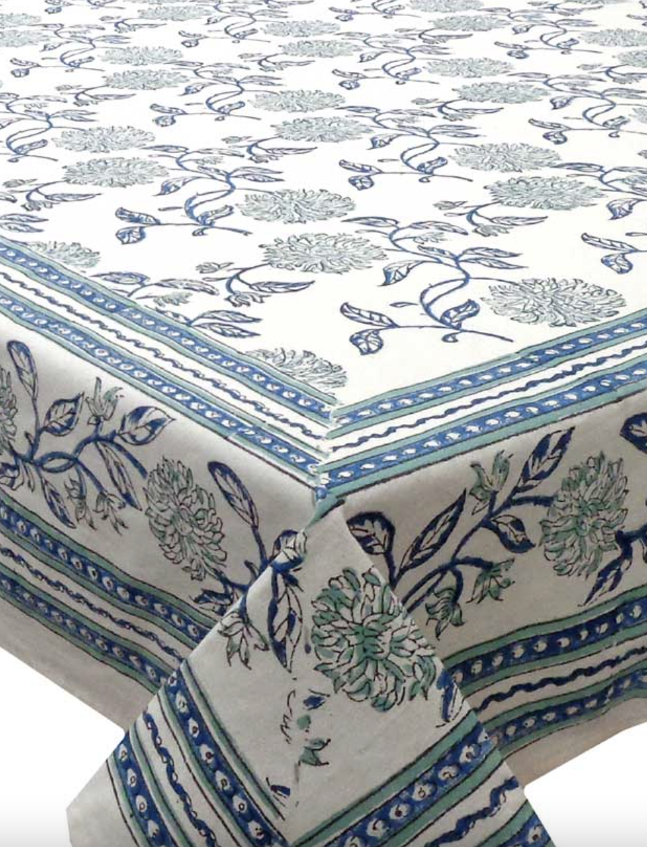 Handblock Printed Tablecloth Rectangular - Bushland Floral