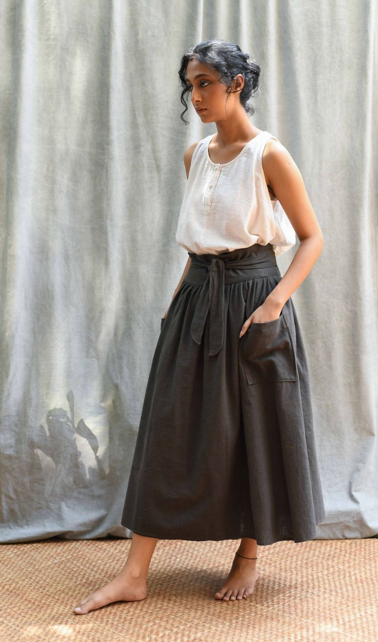 Wrap Skirt - Natural Dye Iron Grey