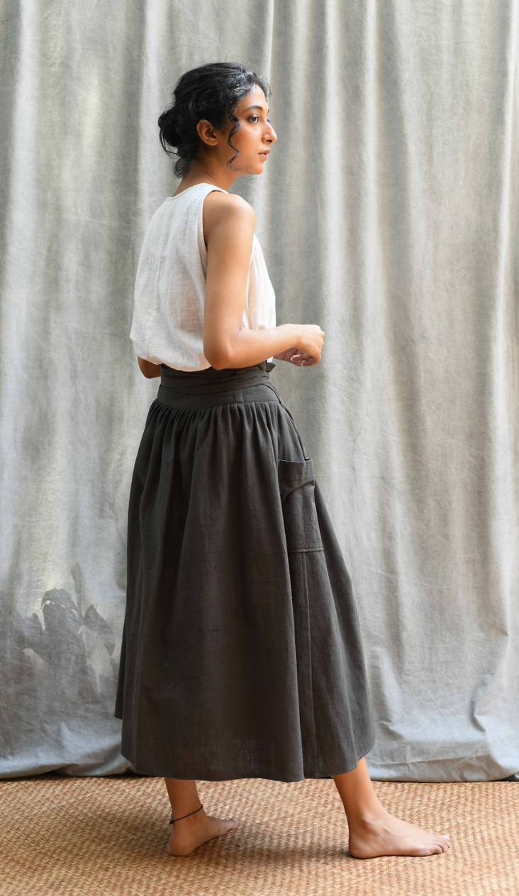 Wrap Skirt - Natural Dye Iron Grey