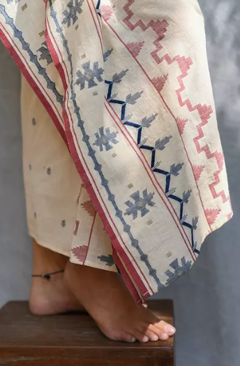 Long Jamdani Kaftan - Stone