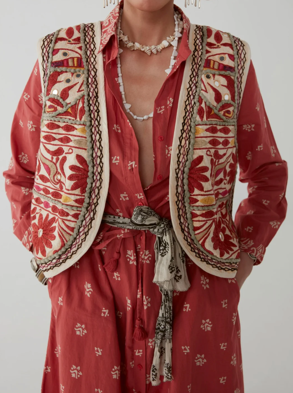 Justine Dress - Ethnic Tomato