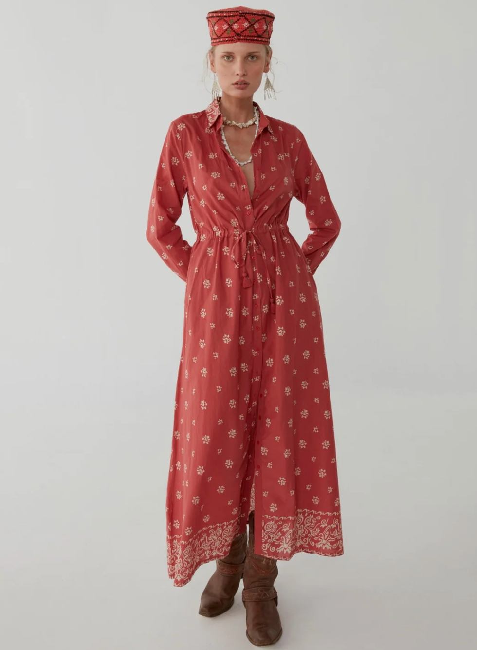 Justine Dress - Ethnic Tomato