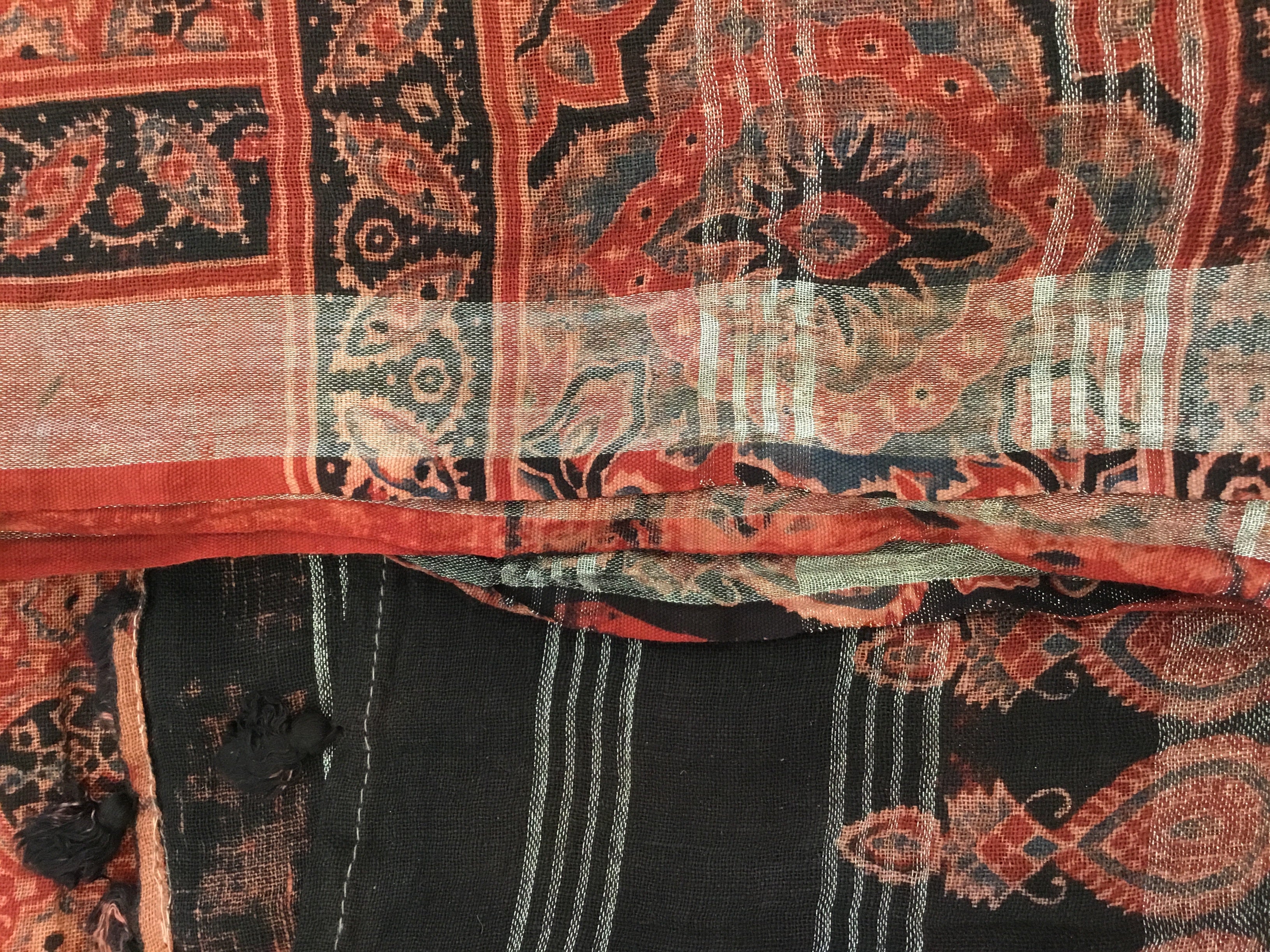 Ajrakh Handloomed Linen Wrap, Indian Red