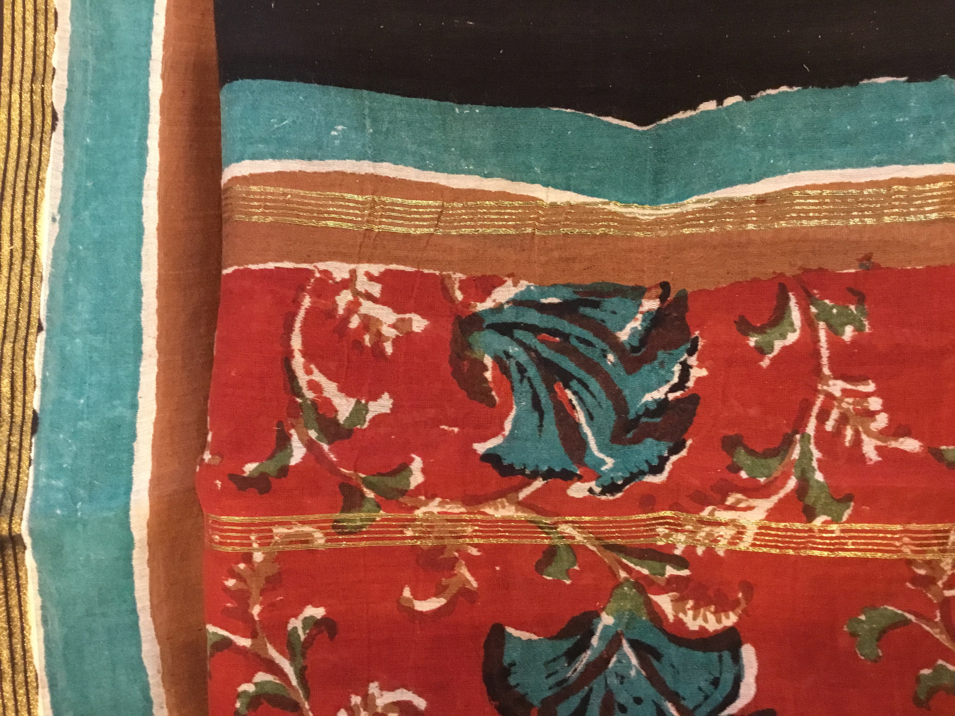 Chanderi Silk Cotton Scarf - Green Bell Flower