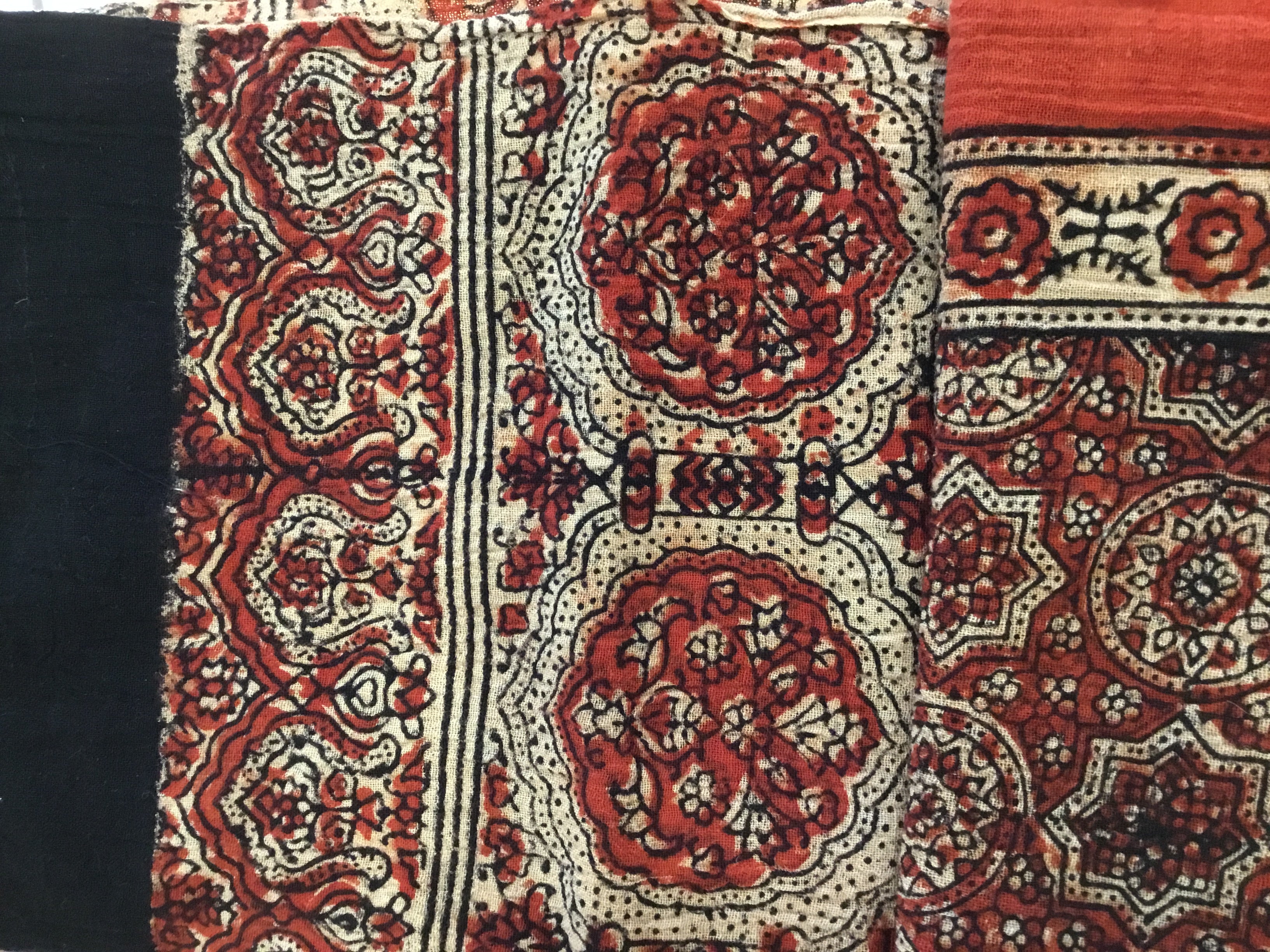 Ajrakh Organic Cotton Scarf, Pomegranate Mosaic