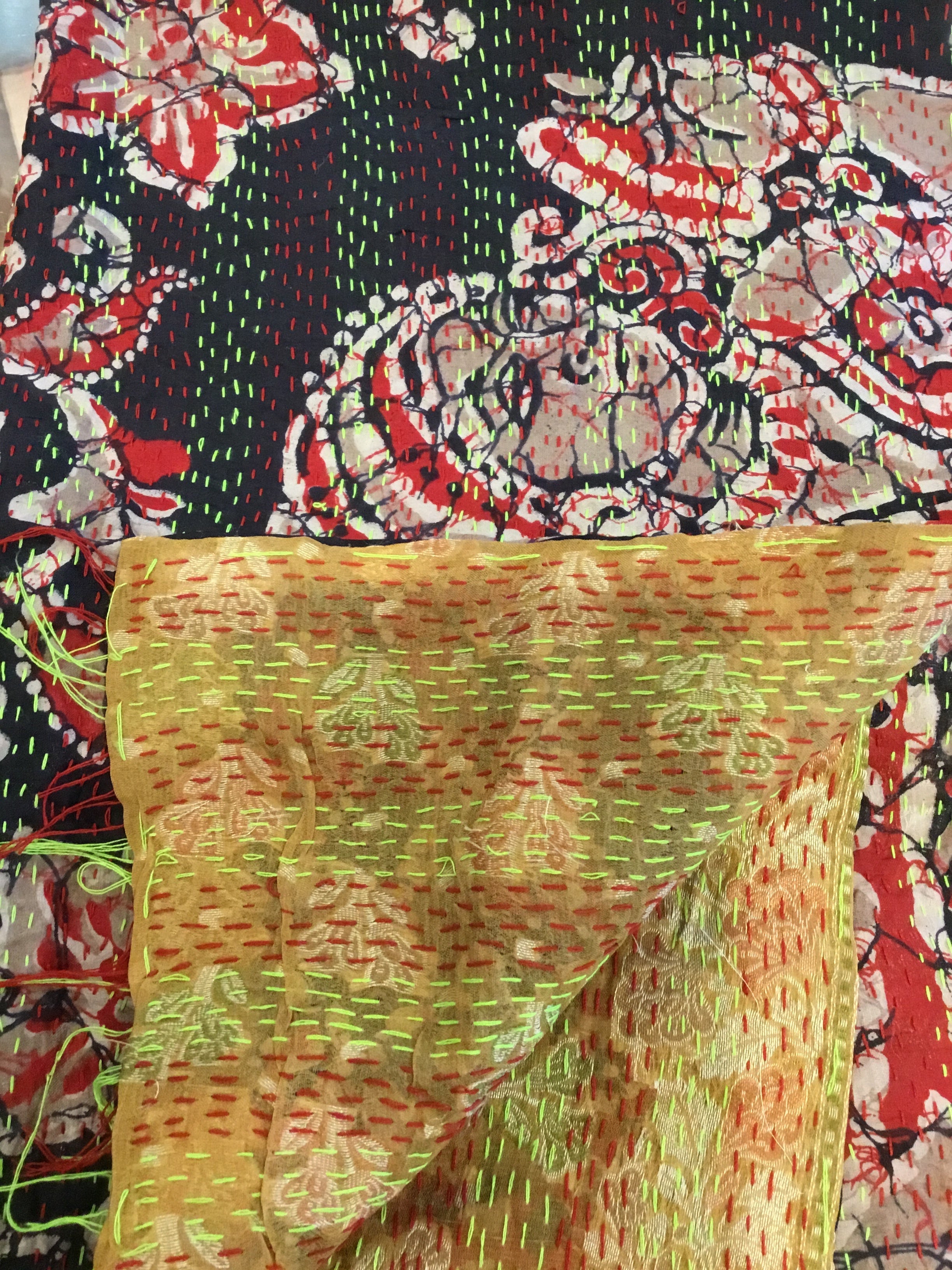 Vintage Silk Sari Scarf - Gold Umber