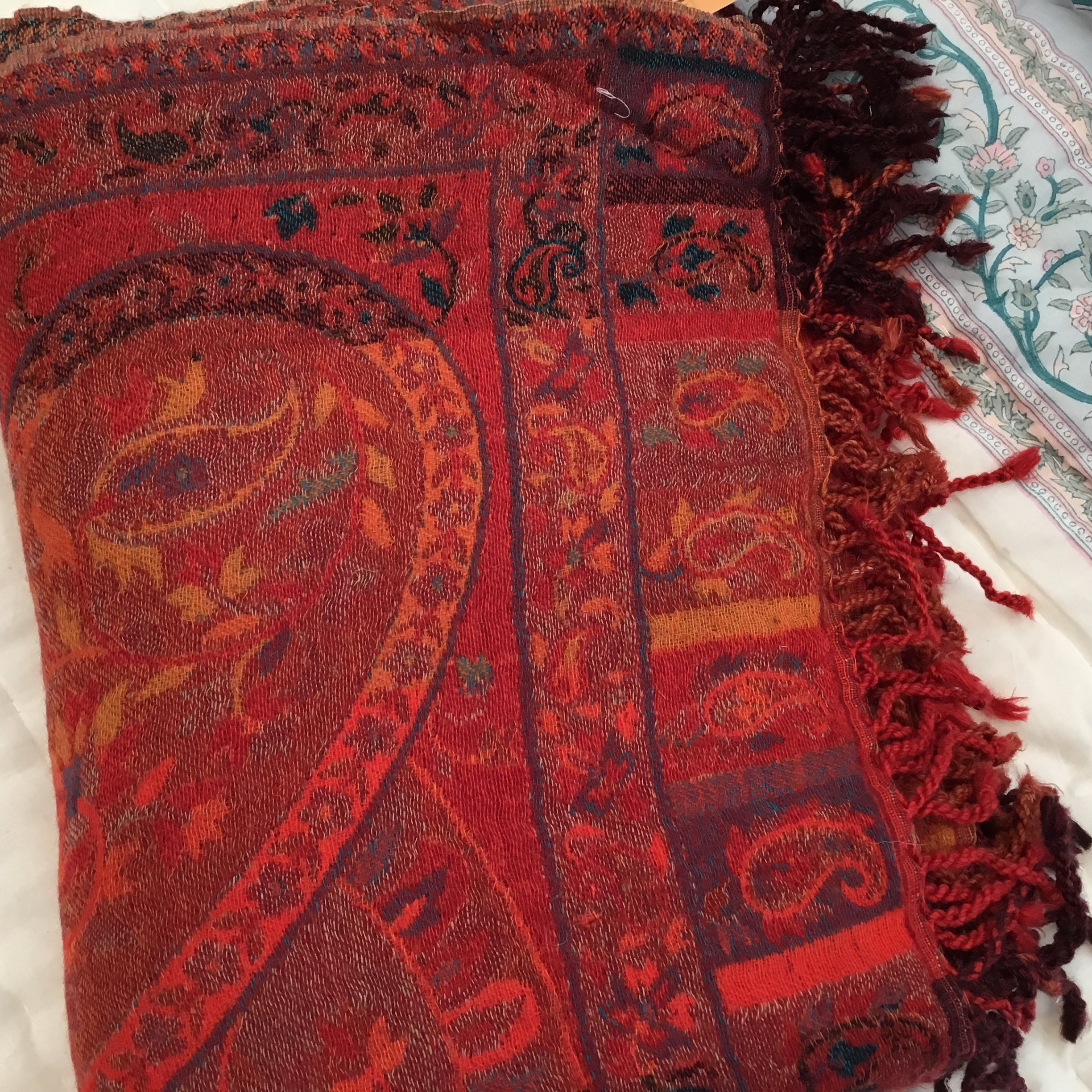 Multicoloured Paisley Wool Throw