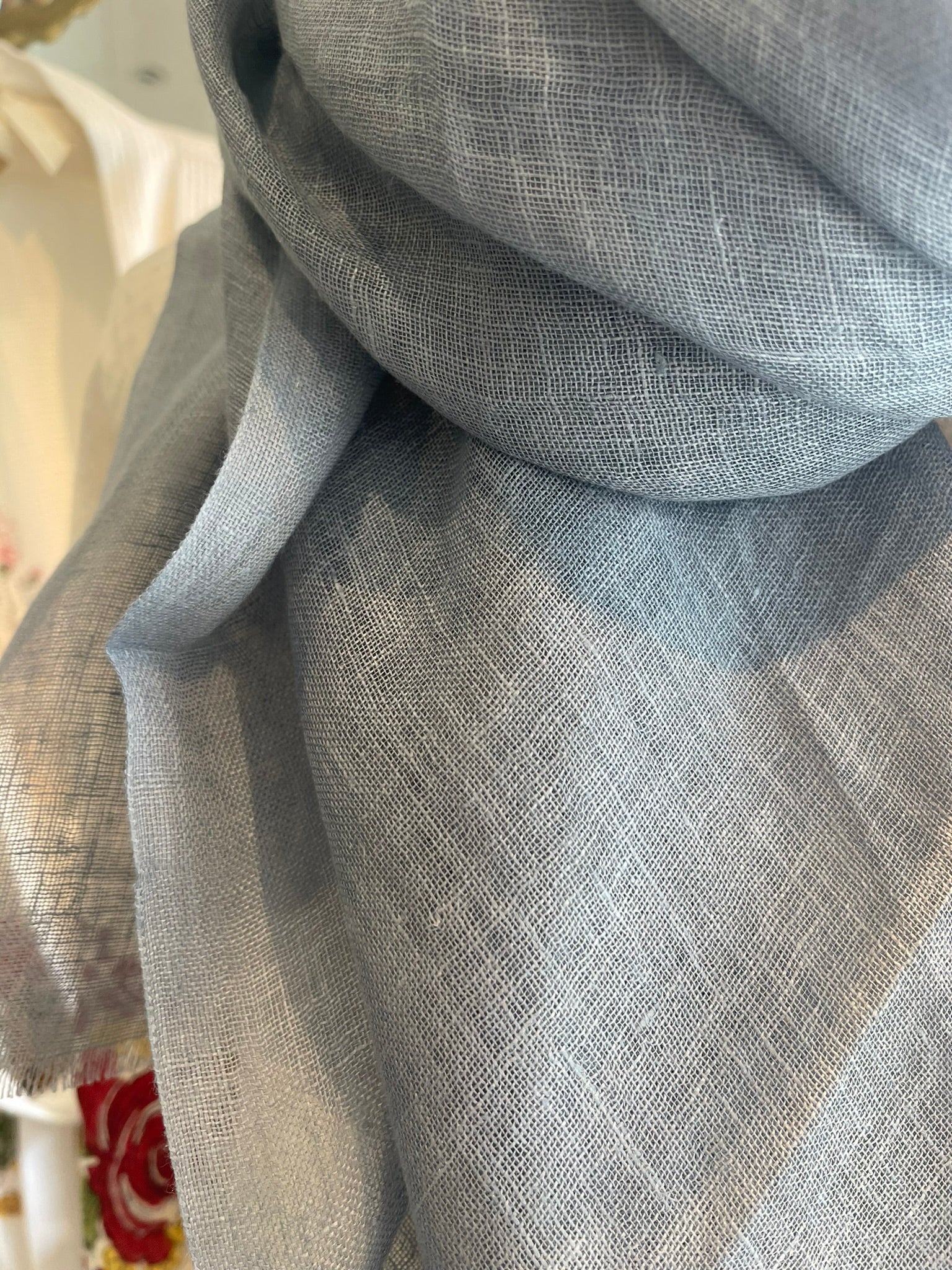 Linen Scarf - Dove Blue