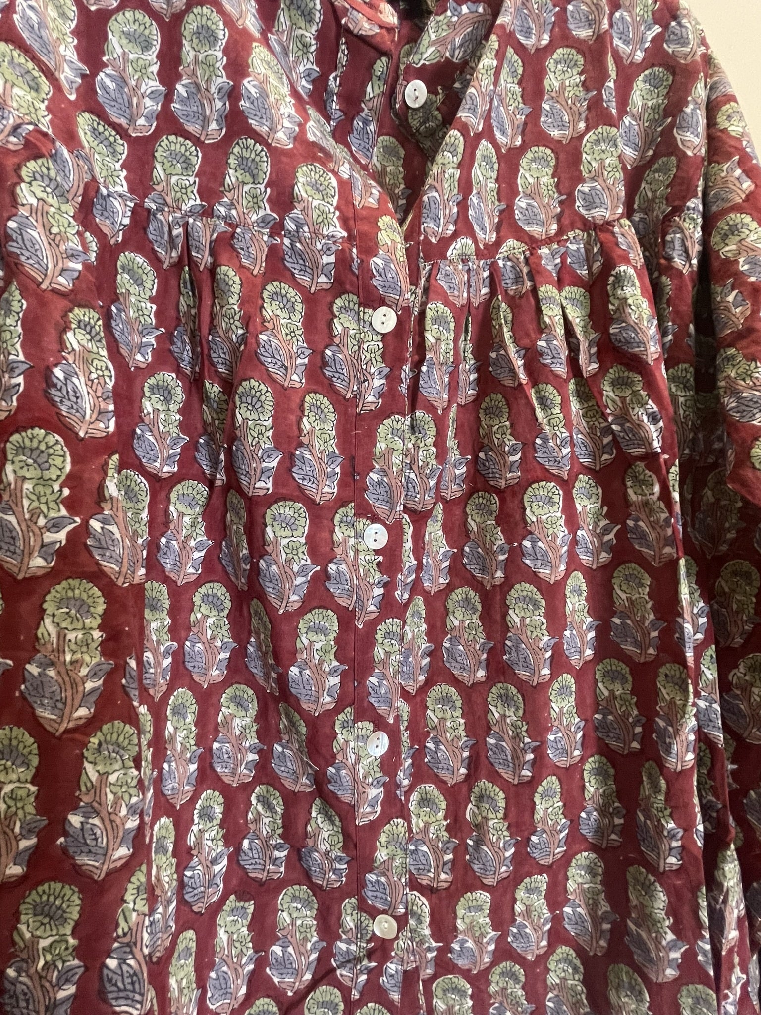 Handblock Printed Blouse - CRIMSON FLOWERS