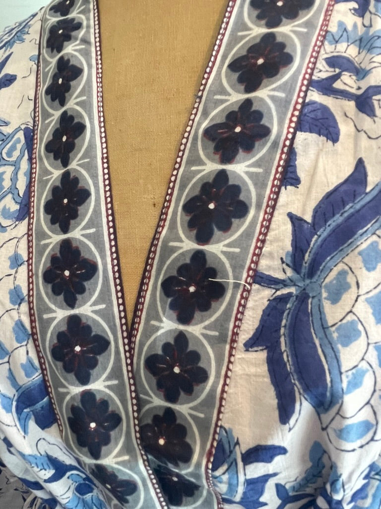 Cotton KIMONO - FRESH MORNING Blockprint