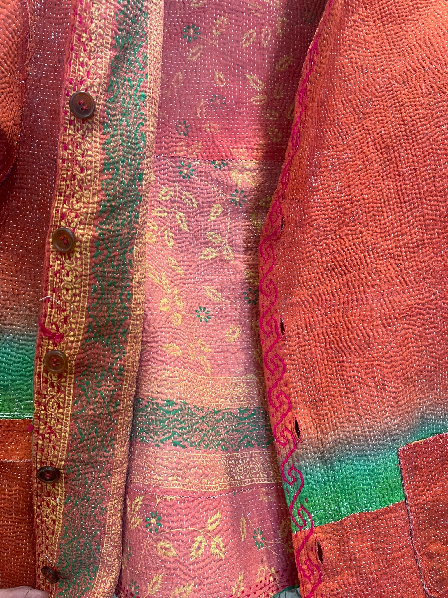 Kantha Jacket - FLORAL CORAL
