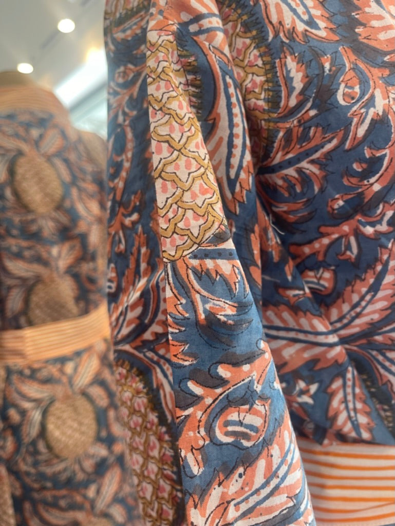 Cotton KIMONO - PINA COLADA Blockprint