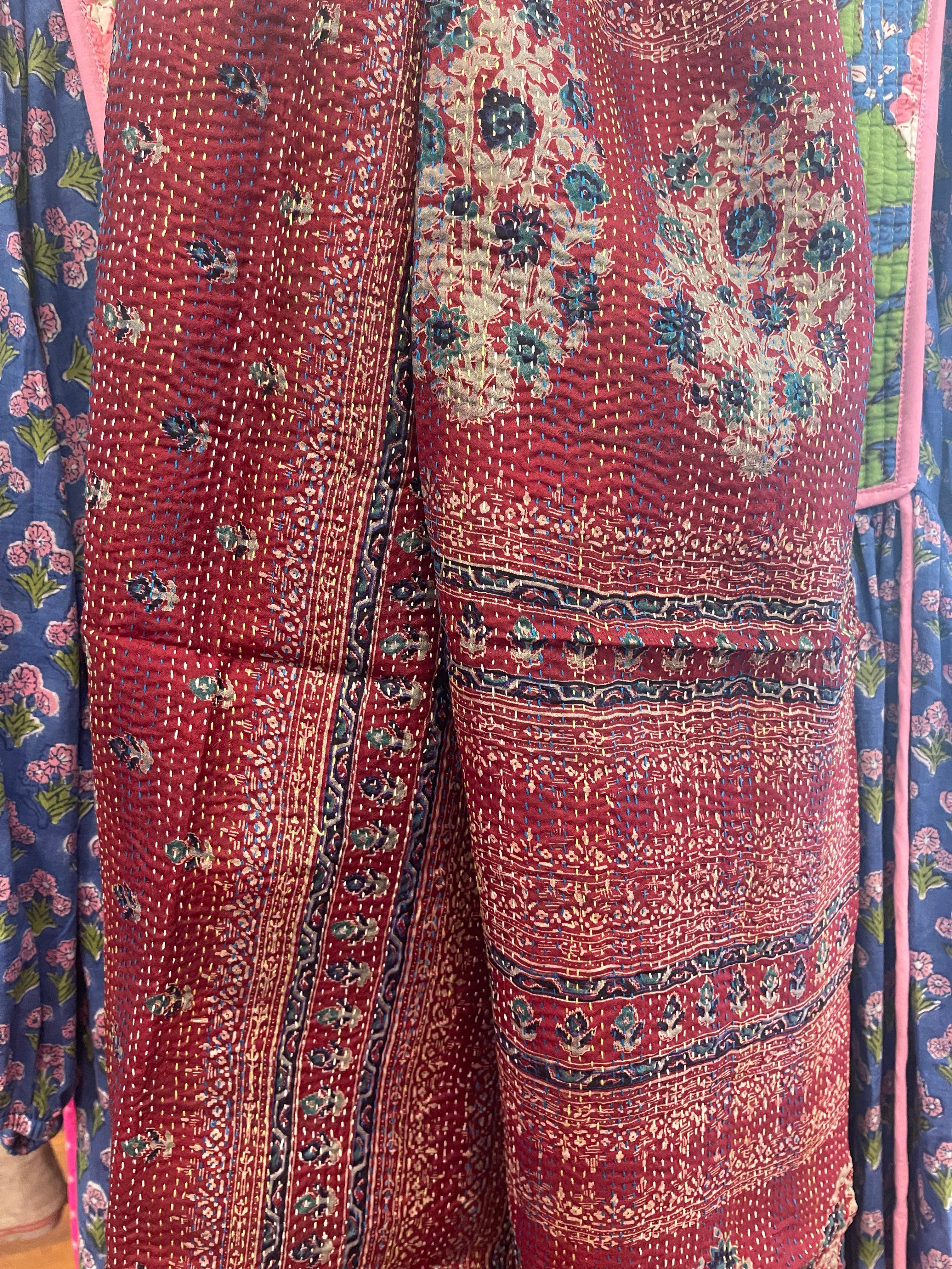 Kantha Silk Muffler - Floral Plum