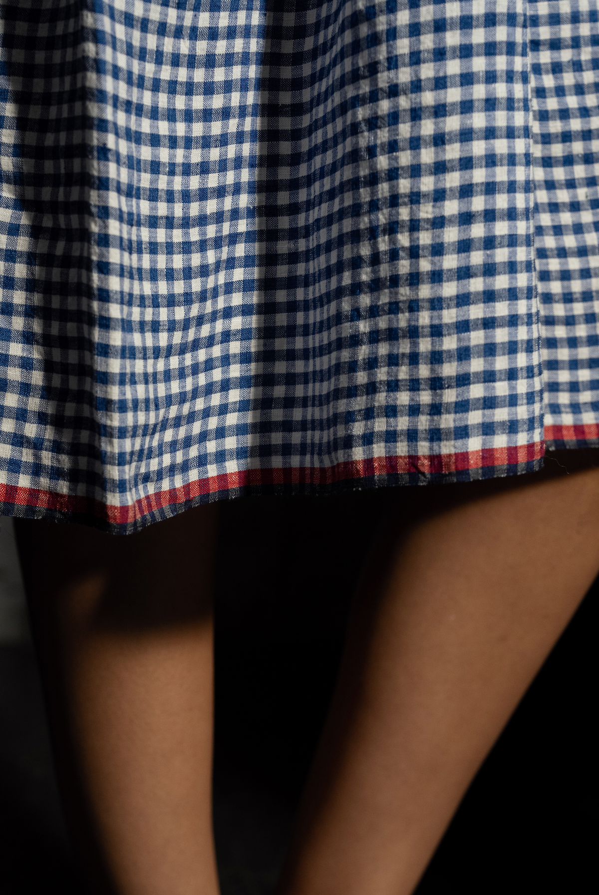 SARBANI LINEN SLIP DRESS - Cobalt Check