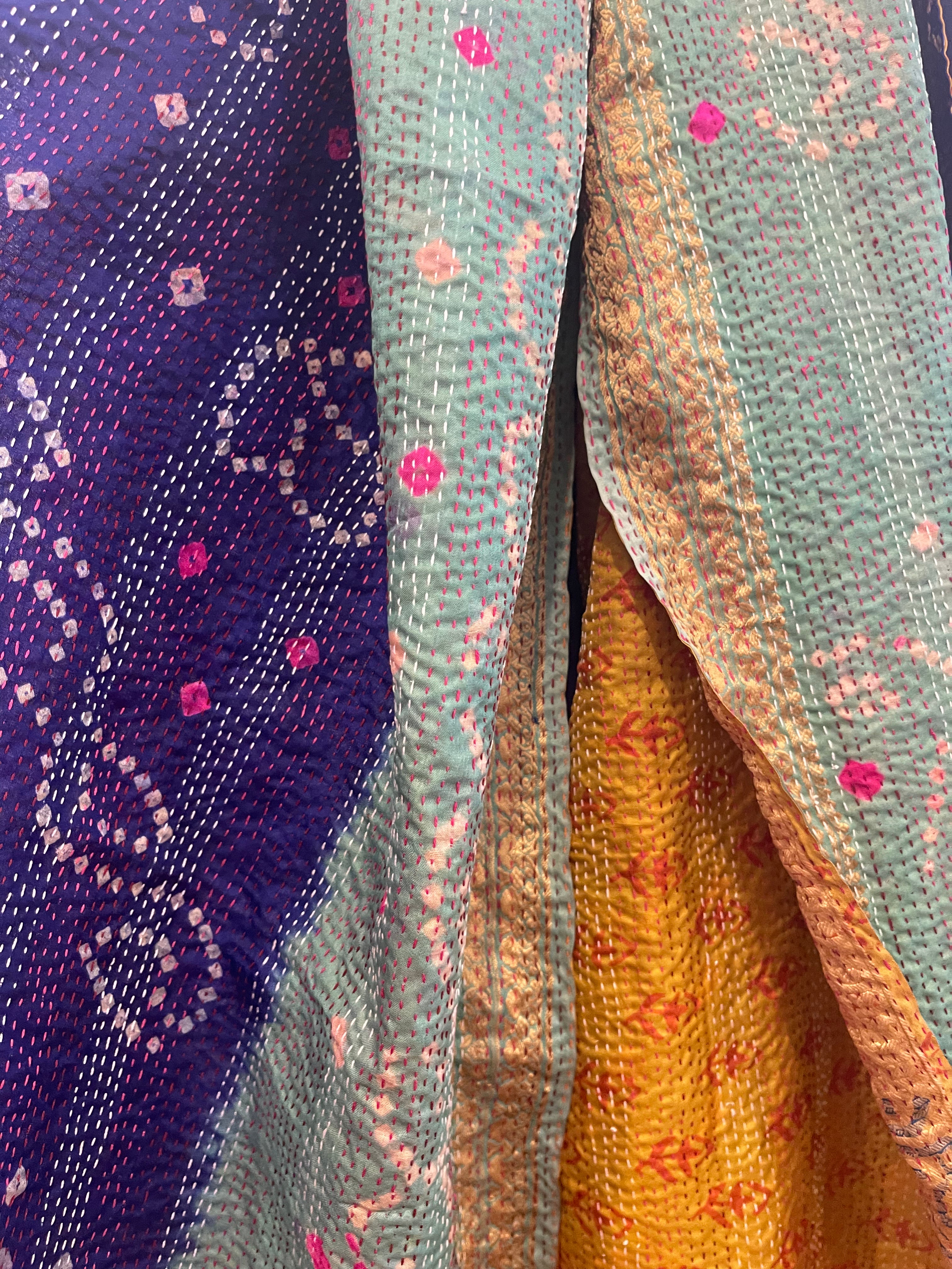 Kantha Silk Muffler - Golden Jade