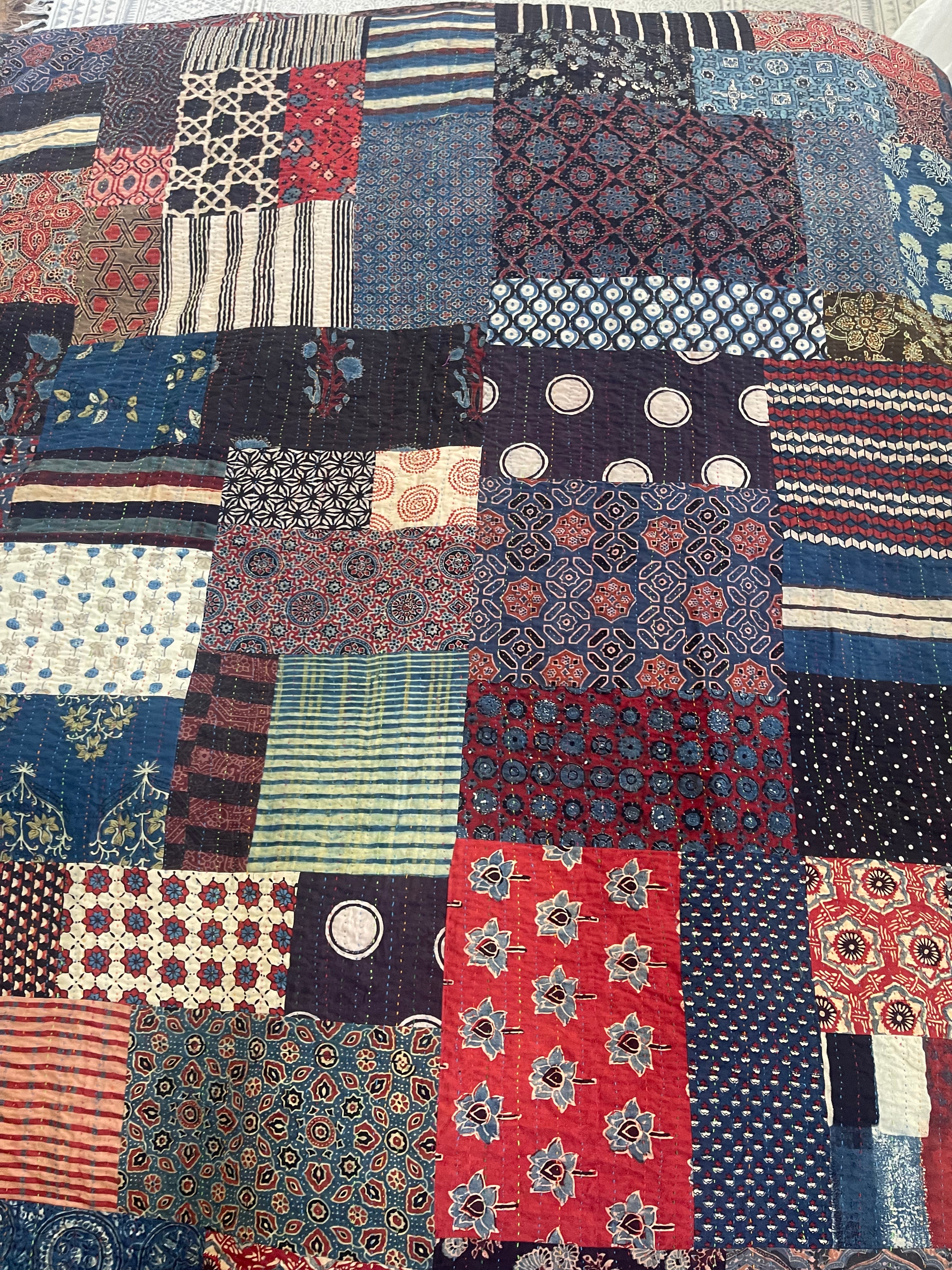 Madame Hall Ajrakh  Bedcover - Night Moon Patchwork