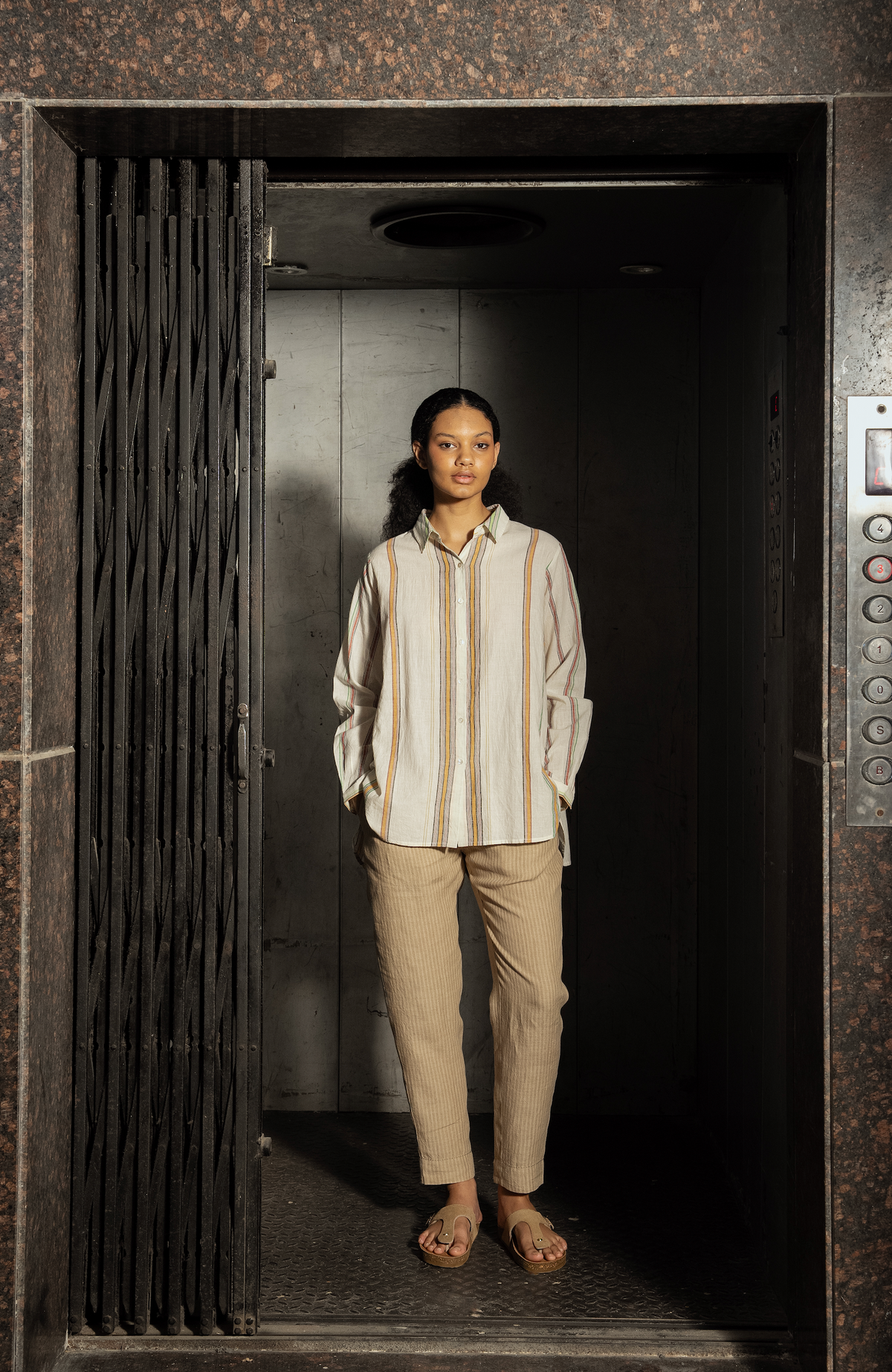 ROOMA LINEN PANTS - Dune Stripe
