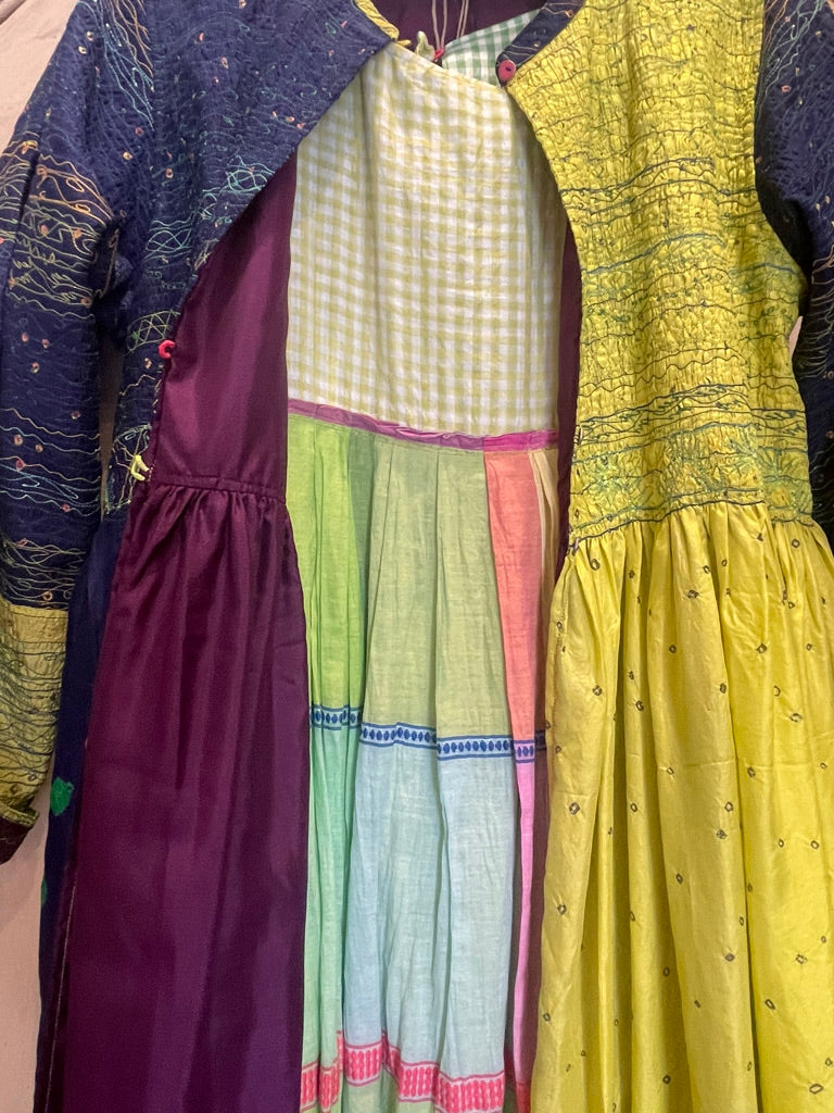 NILGIRI 51 Silk Jacket  - Indigo Bandhani