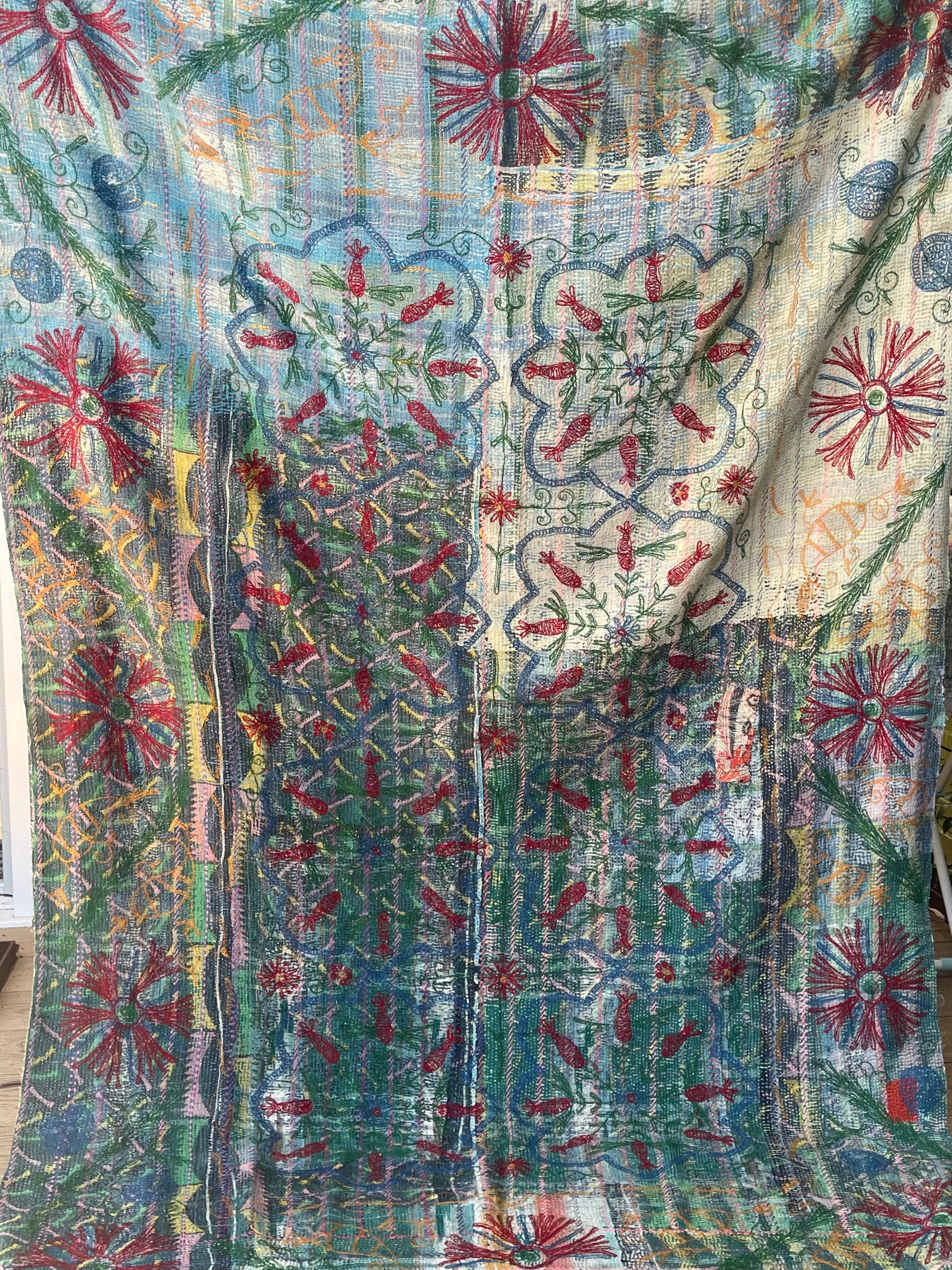 Suzani Vintage Kantha - OCTAGONAL FLORA