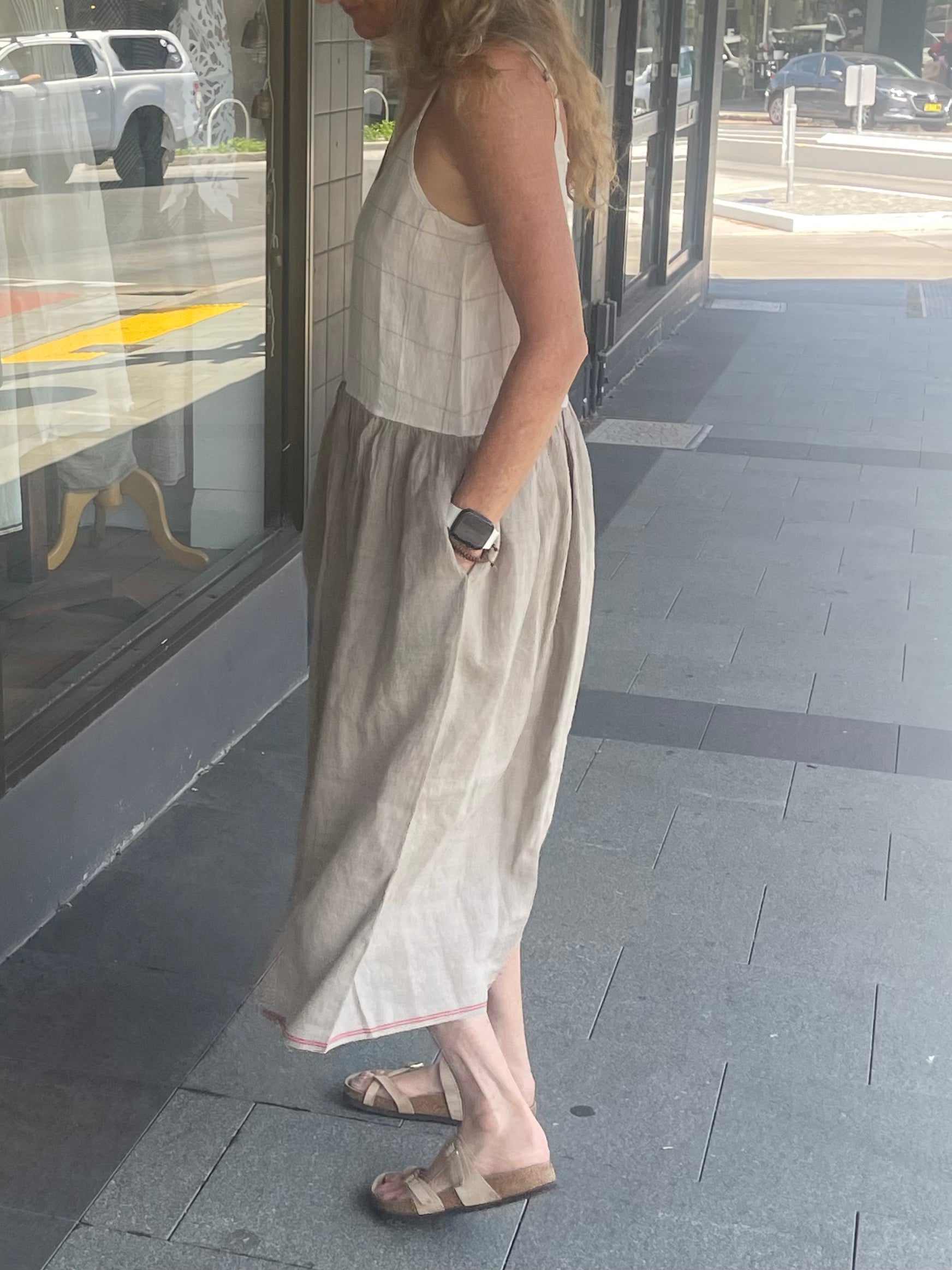 AGNEYA SLIP DRESS - Ivory/Taupe