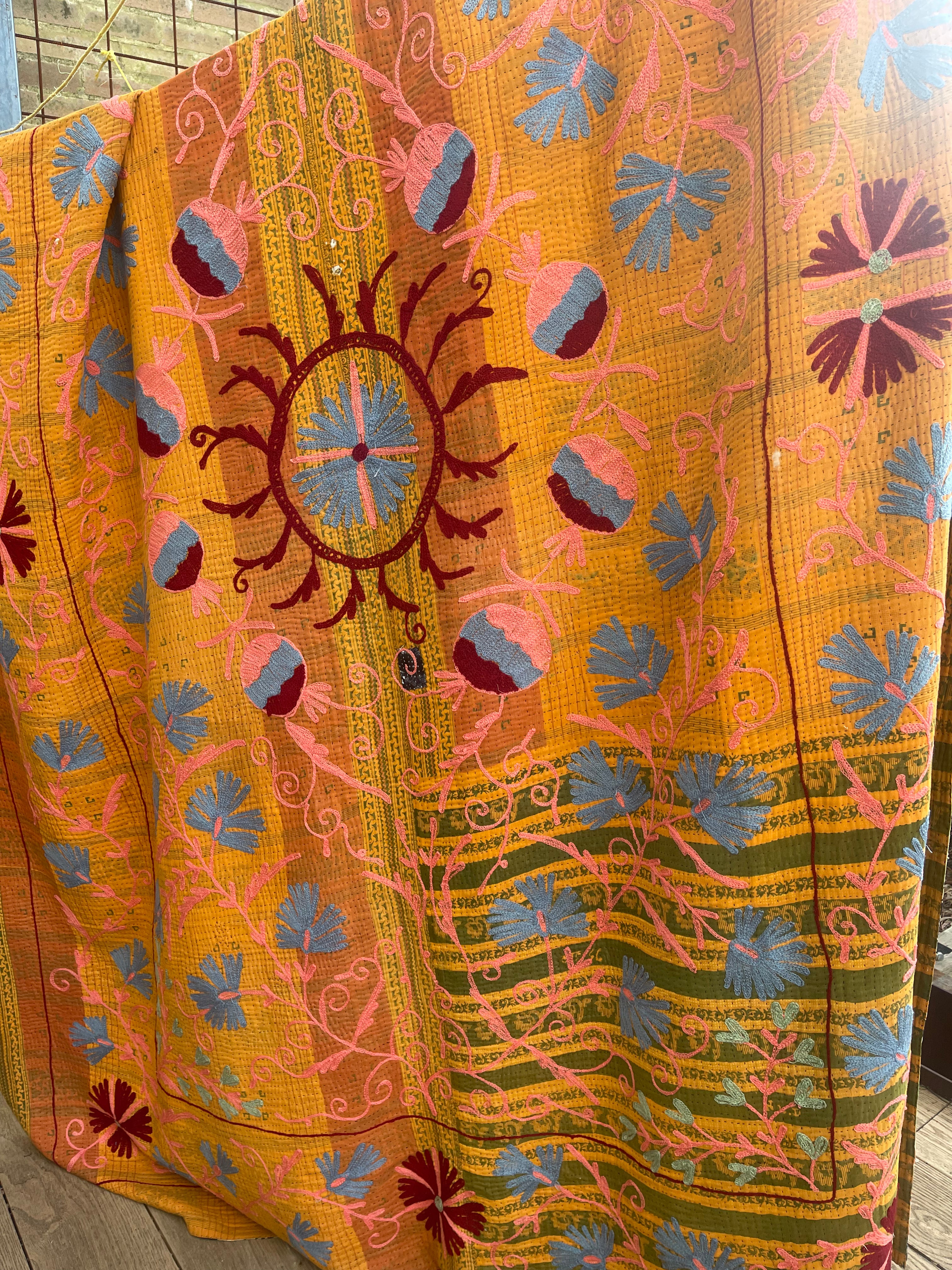 Suzani Vintage Kantha - CITRUS BLOSSOM