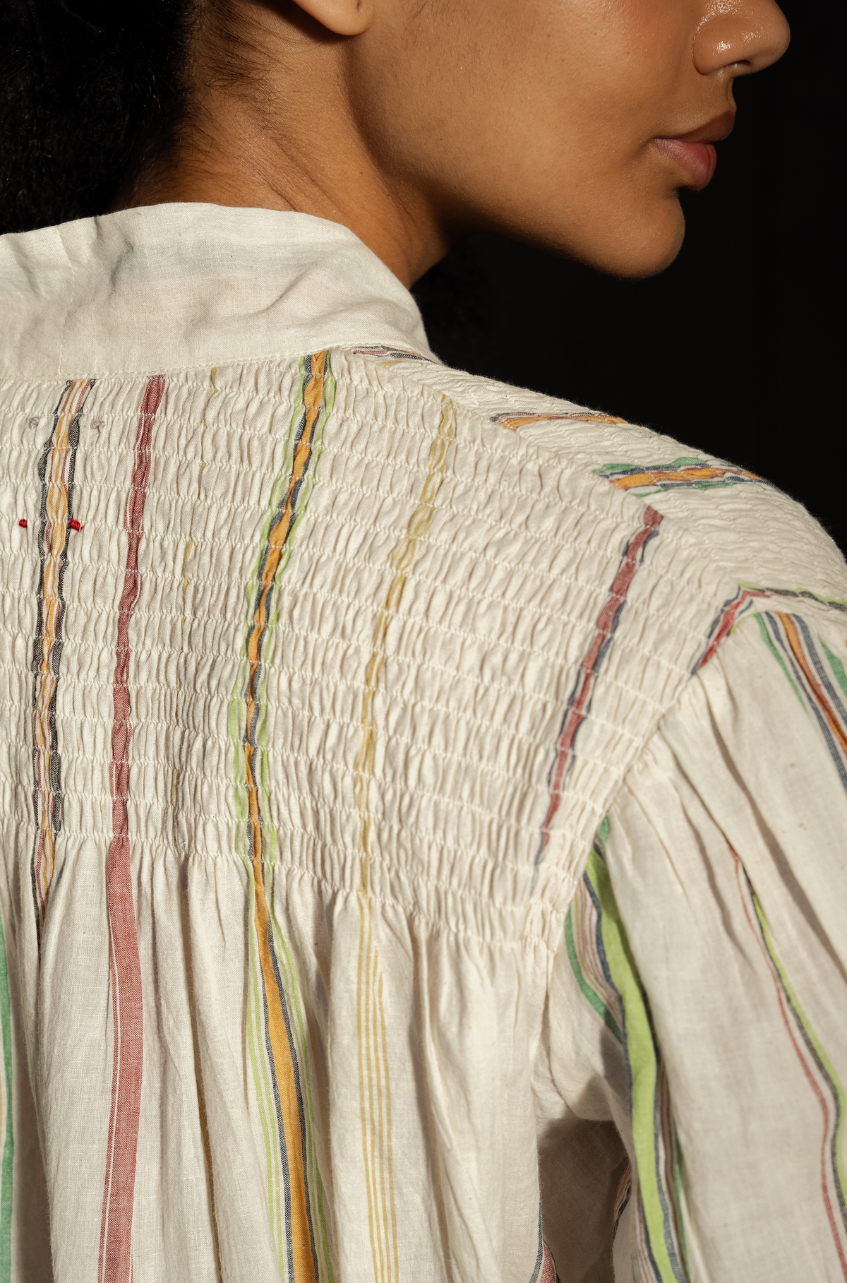 ILA COTTON BLOUSE - Striped Ecru
