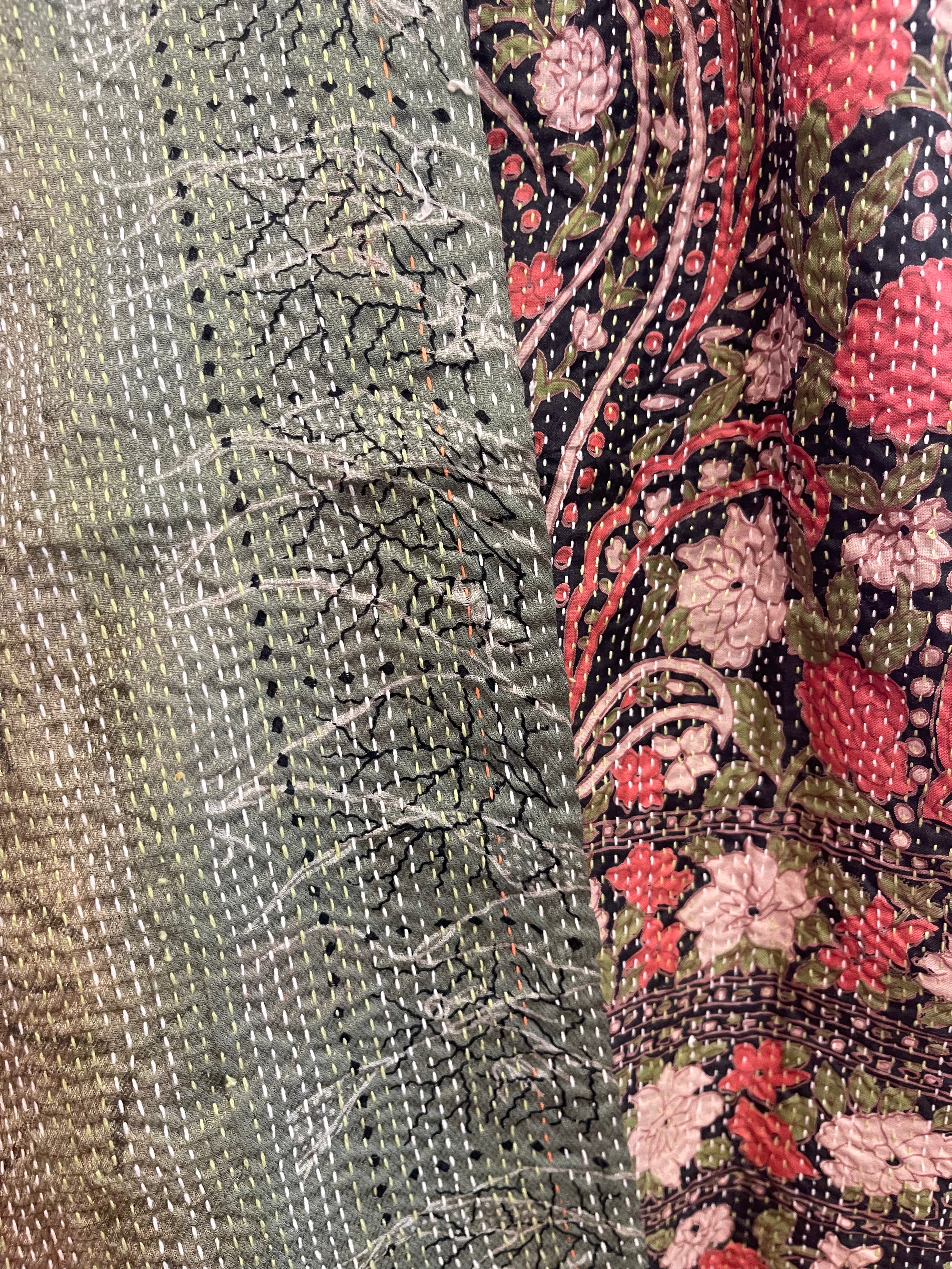 Kantha Silk Muffler - English Garden