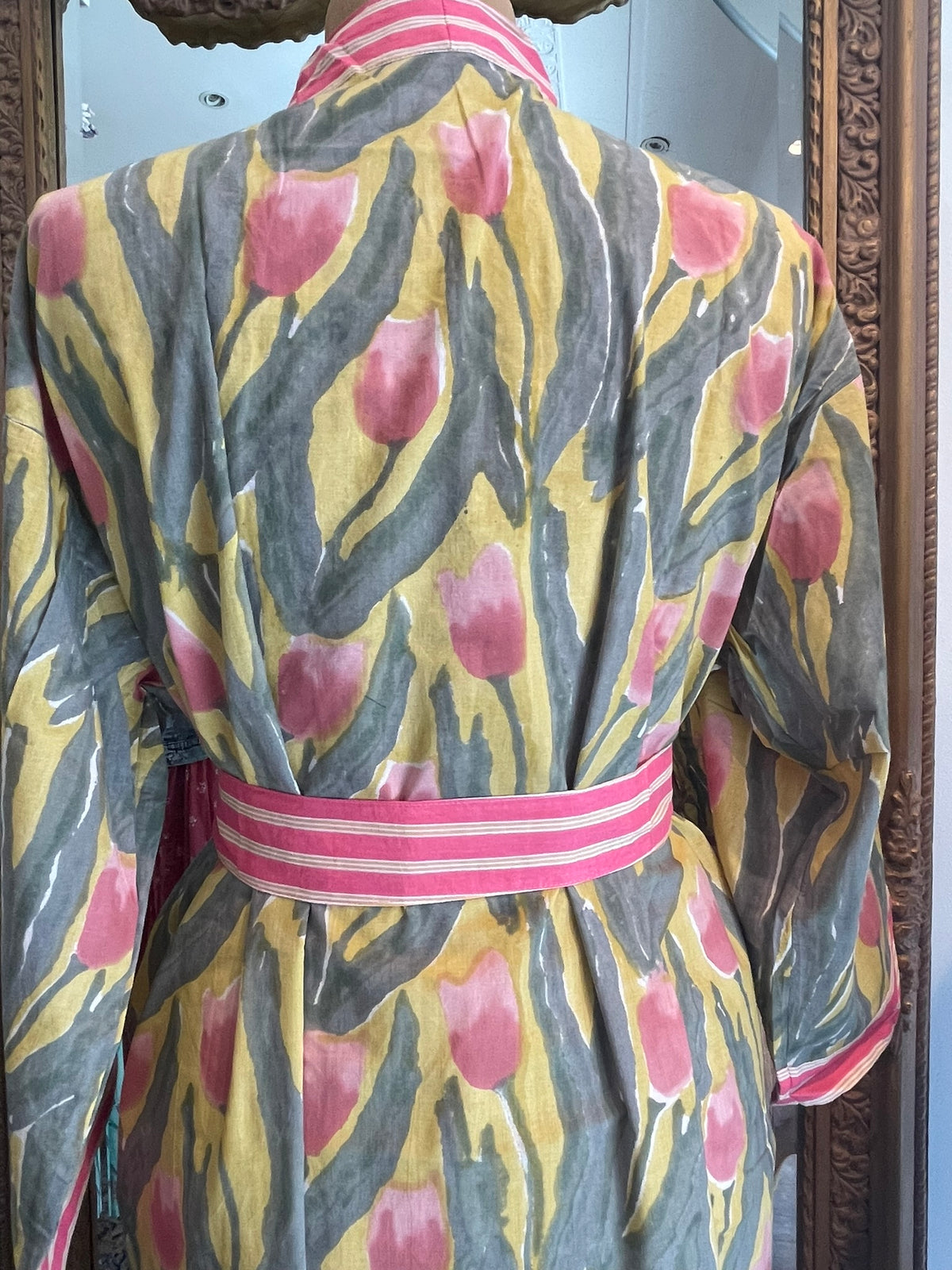 Cotton KIMONO - TULIPS Blockprint